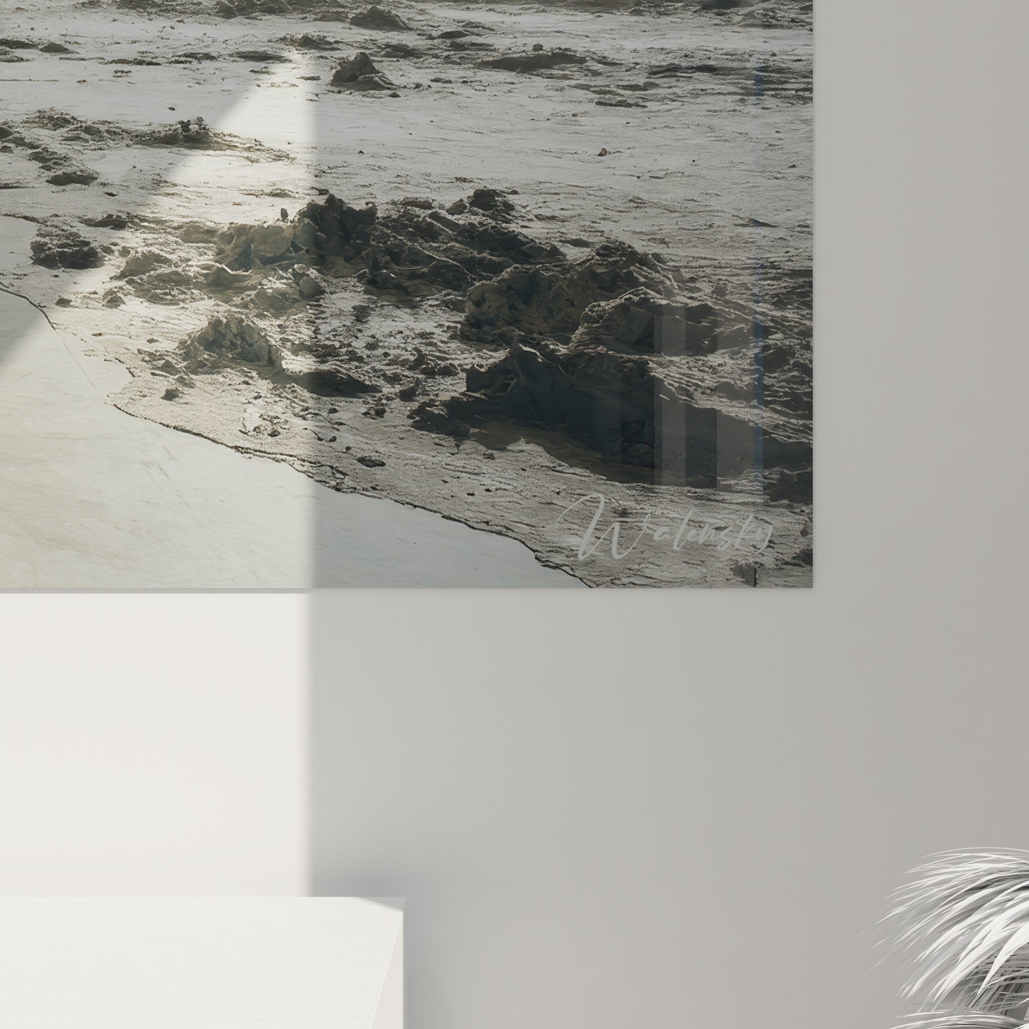 Vue ensemble tableau paysage lunaire futuriste - décoration murale science-fiction élégante