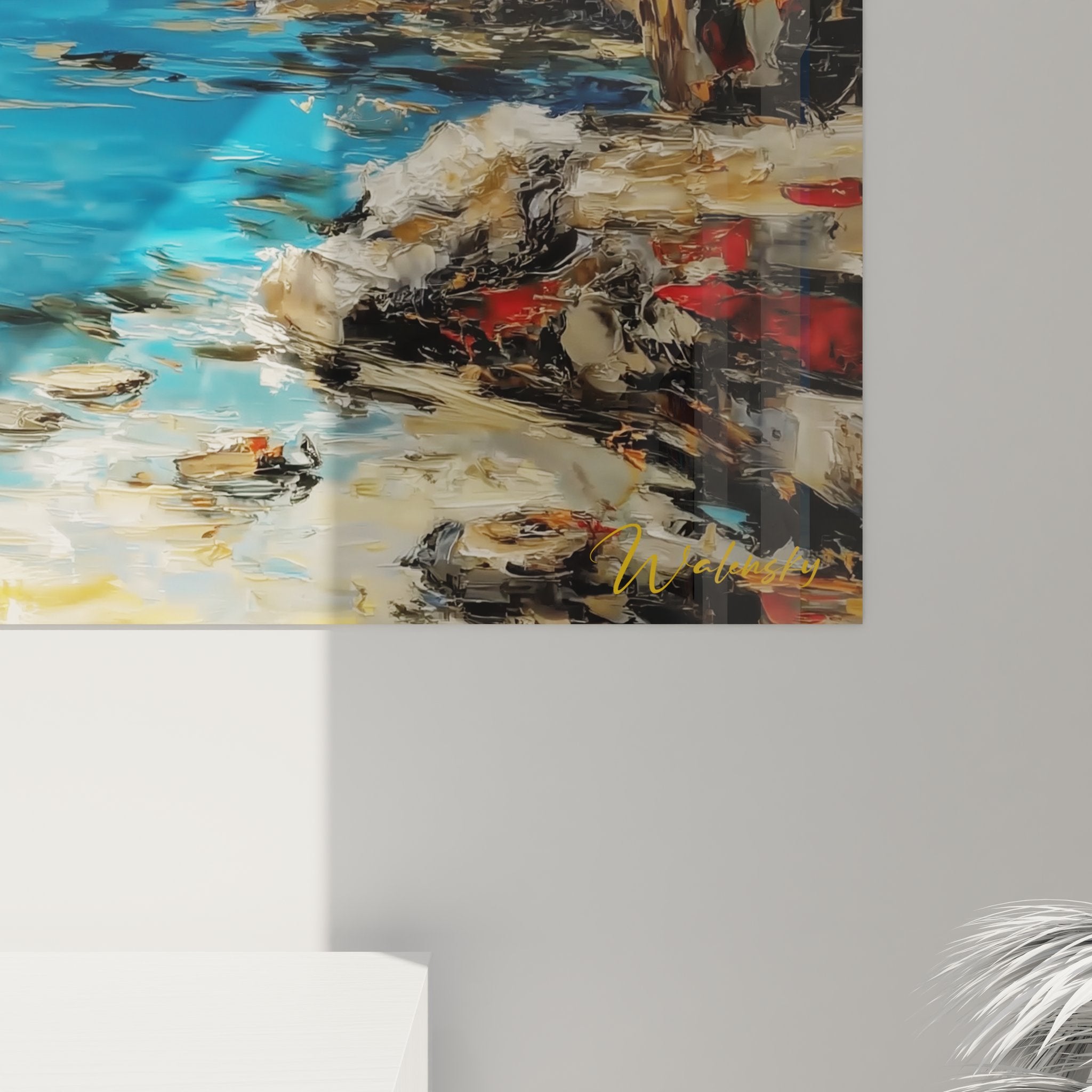 Vue ensemble tableau paysage marin tropical, décoration murale complète édition plage