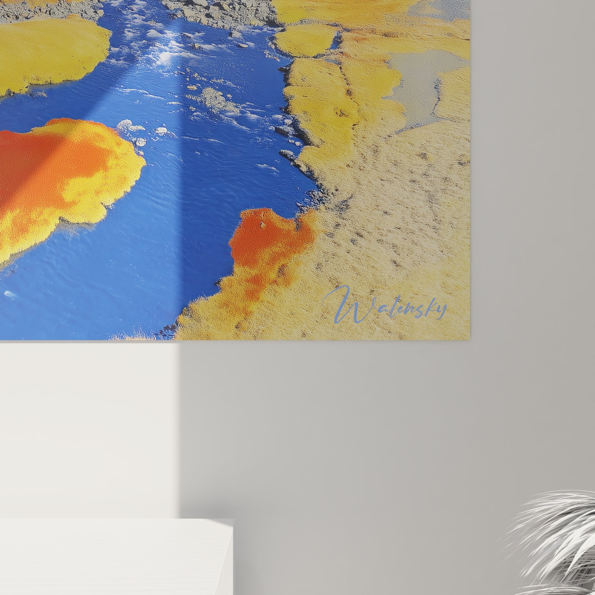 Vue d'ensemble tableau paysage nordique Kirkjufell avec mont pyramidal et cascades majestueuses