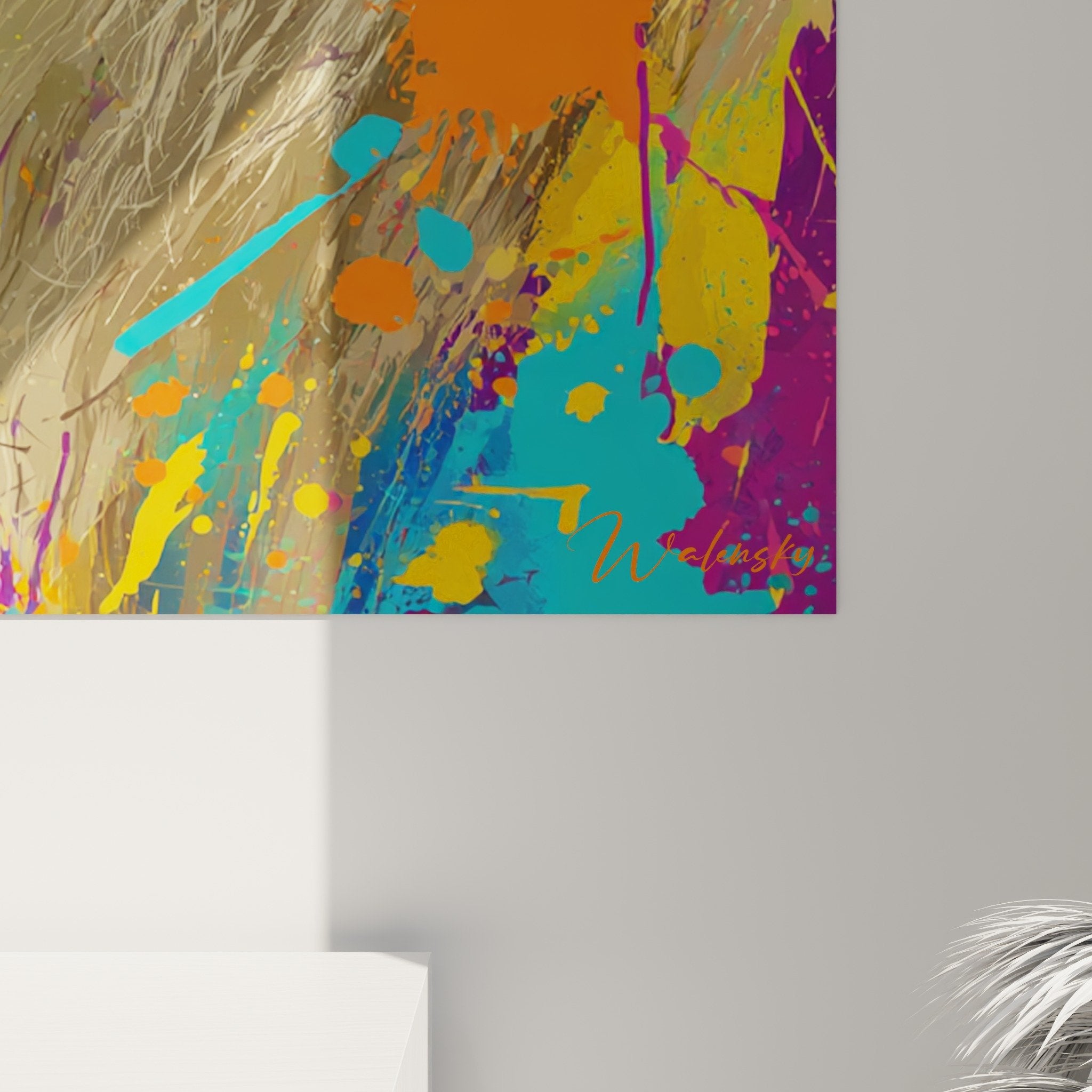 Übersicht Wandbild Peking mit lebendiger Farbexplosion in modernem Interieur