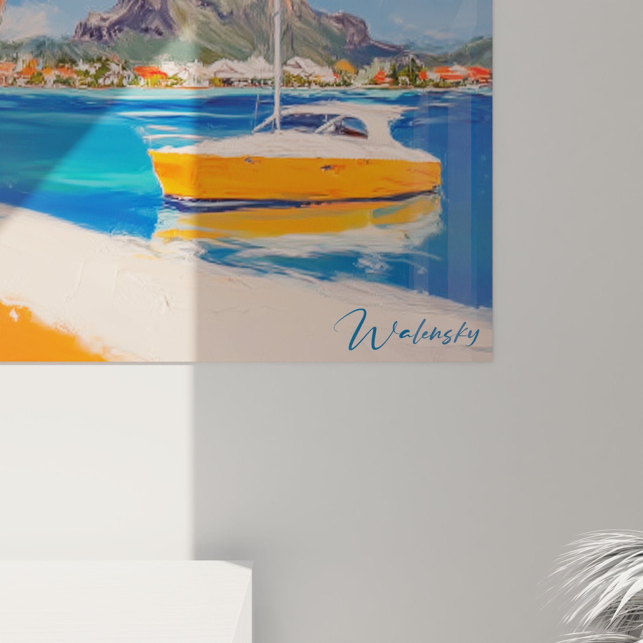 Vue ensemble tableau décoratif plage tropicale, art mural île archipel décoration intérieur