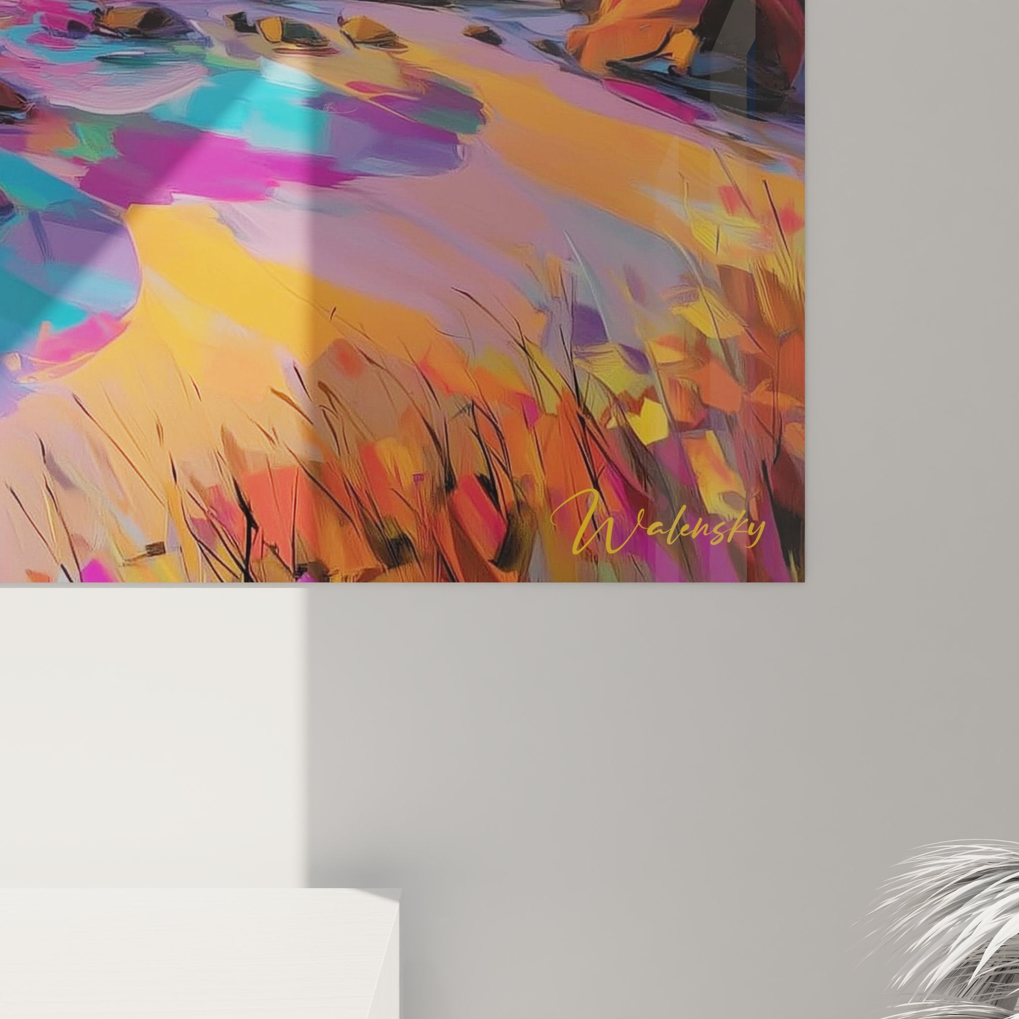 Vue ensemble tableau mural plage tropicale coucher soleil décoration intérieure