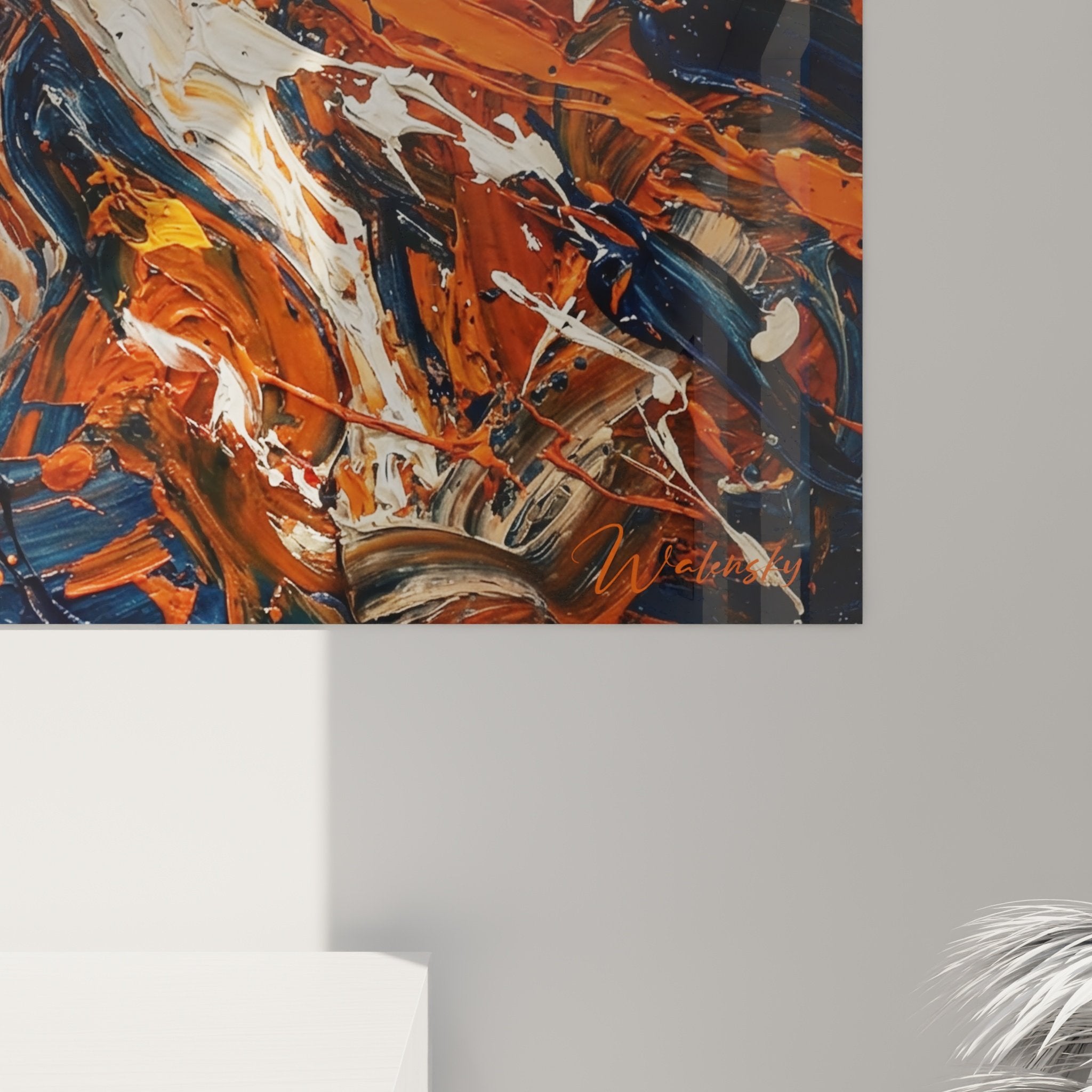 Vista d'insieme quadro murale Pointer Inglese esplosione colori arancioni blu soggiorno moderno decorazione murale