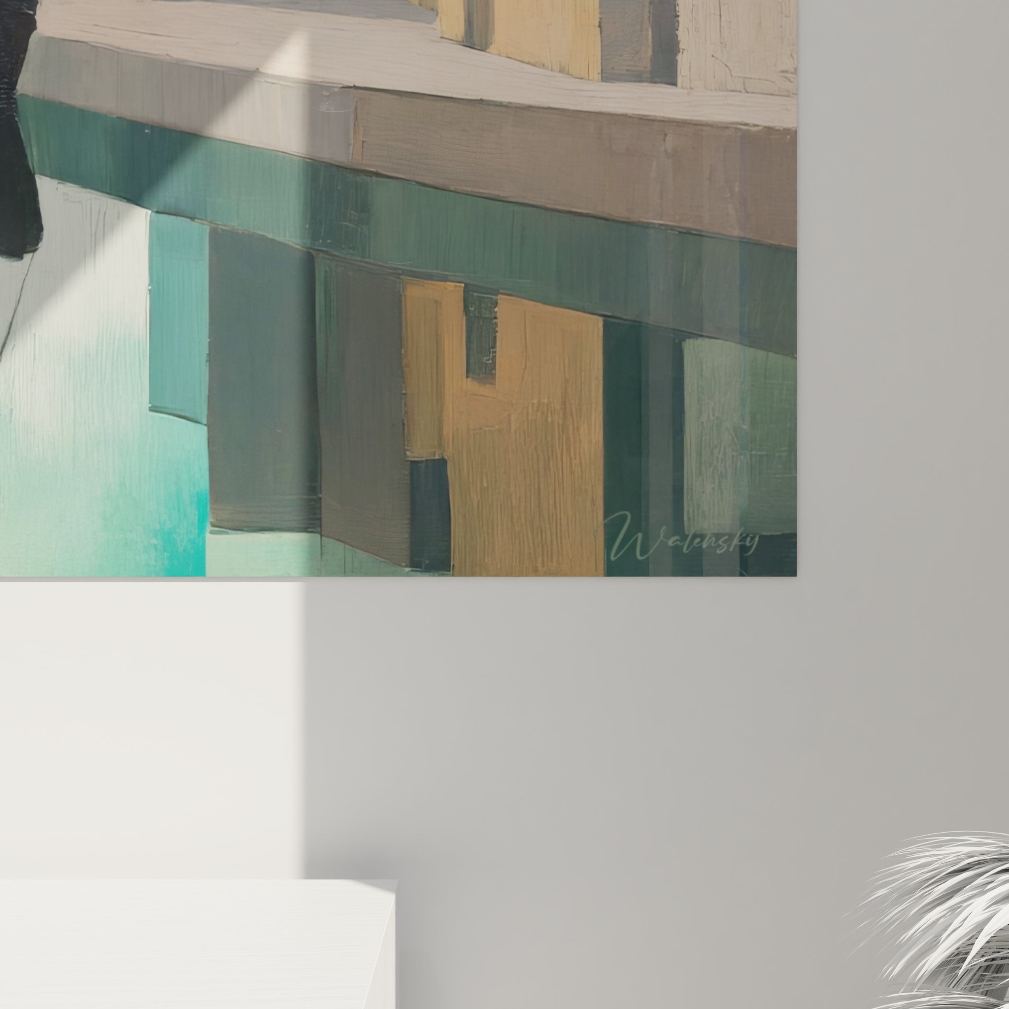 Vue ensemble tableau port industriel, art mural maritime pour décoration intérieure