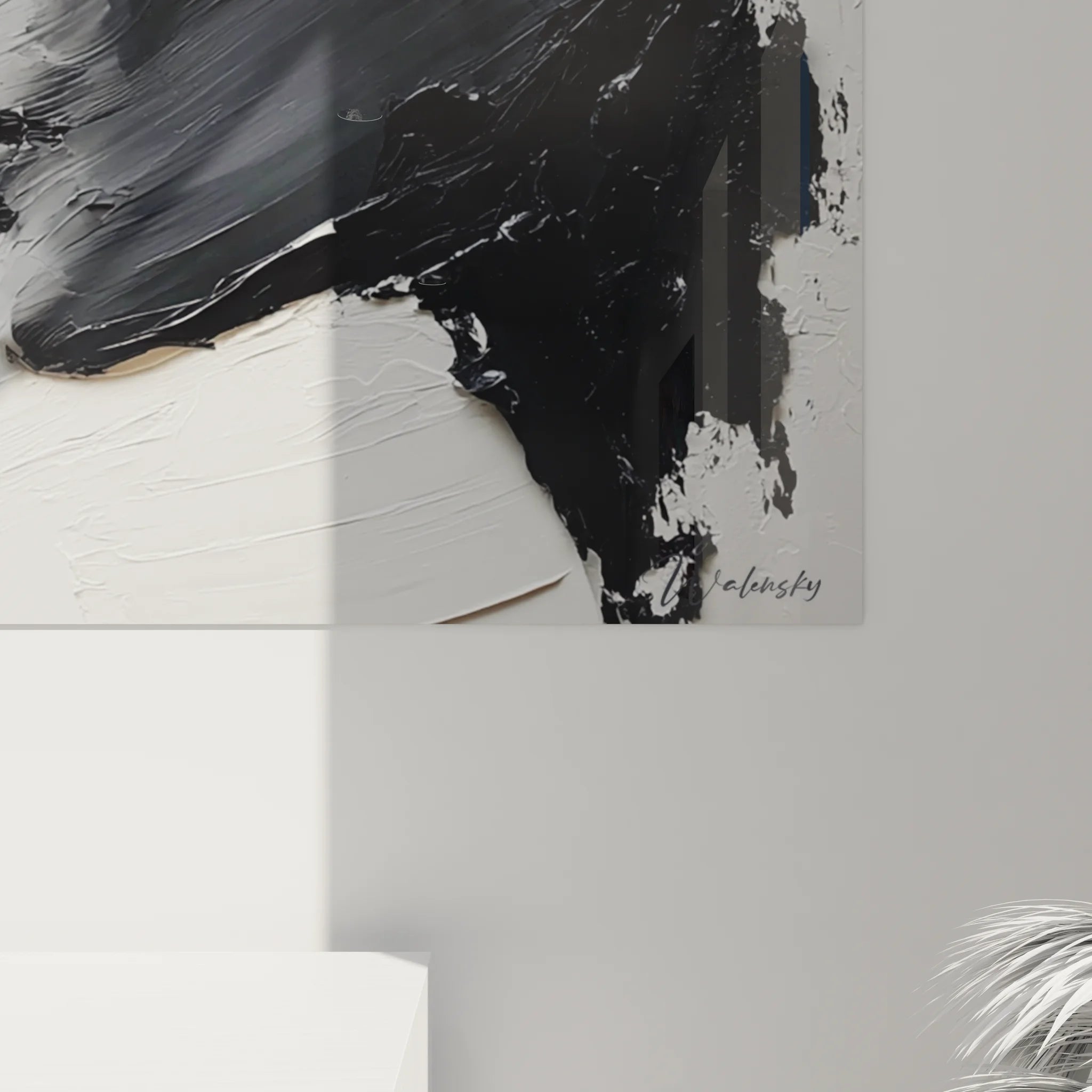 Vue ensemble tableau portrait femme profil noir blanc style abstrait pour décoration murale