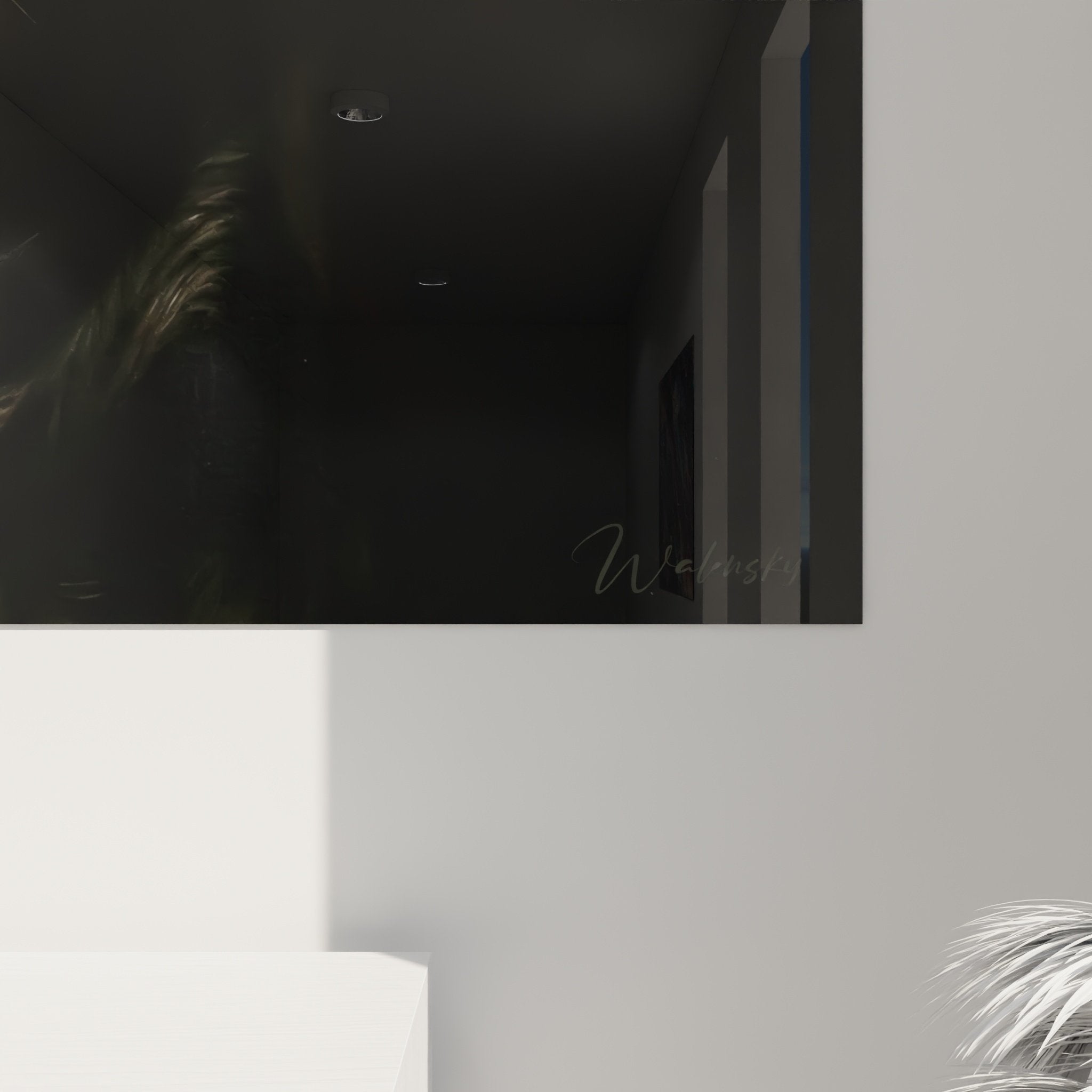 Vue d'ensemble tableau Rottweiler noir et feu - œuvre canine décorative sur mur intérieur