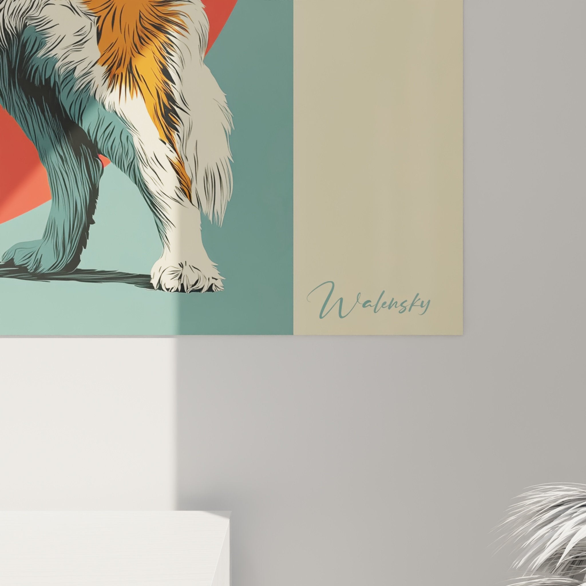 Übersicht Wandbild Bernhardiner - Modernes Kunstwerk Berghund Inneneinrichtung