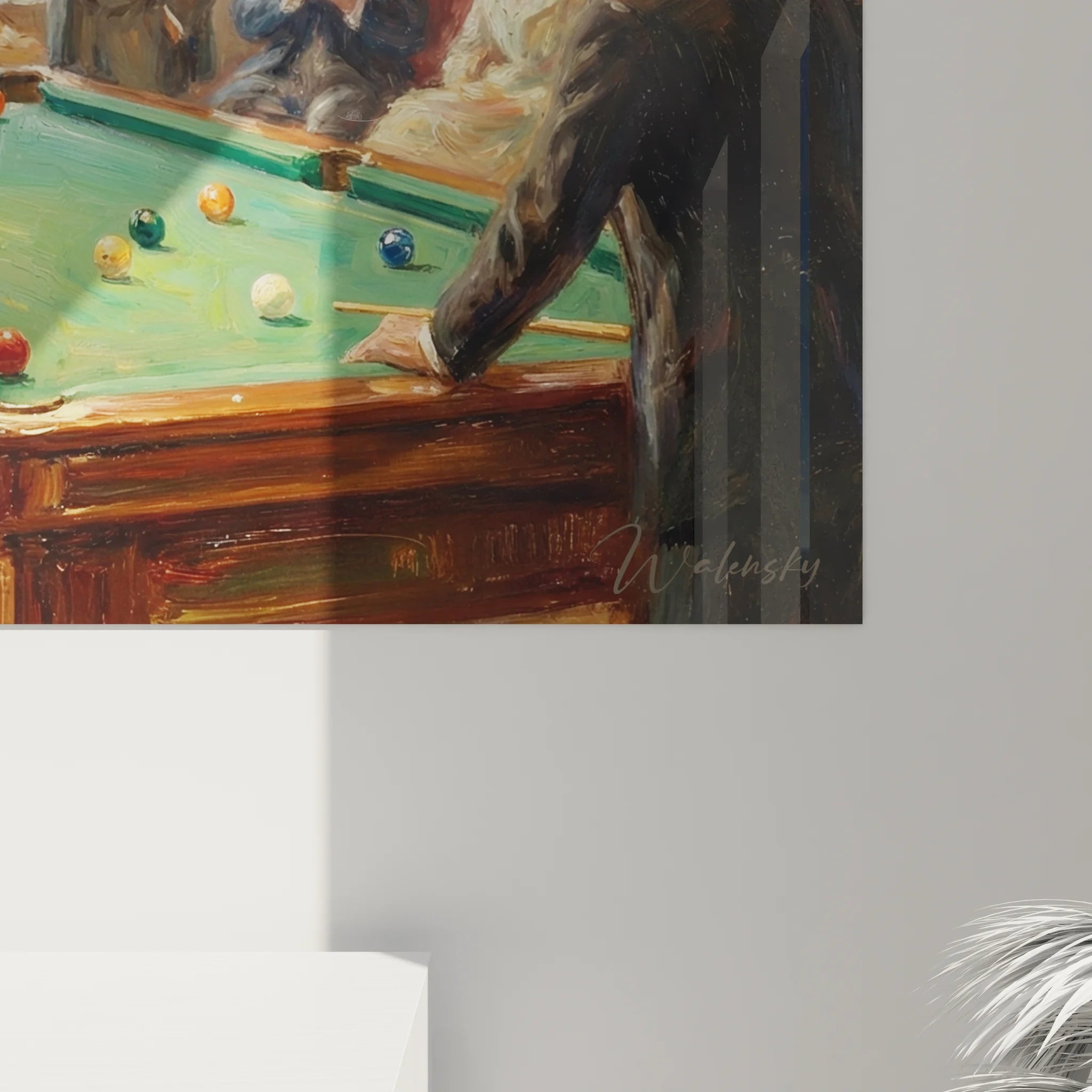 Vue ensemble tableau salon billard victorien, décoration murale élégante style d'époque