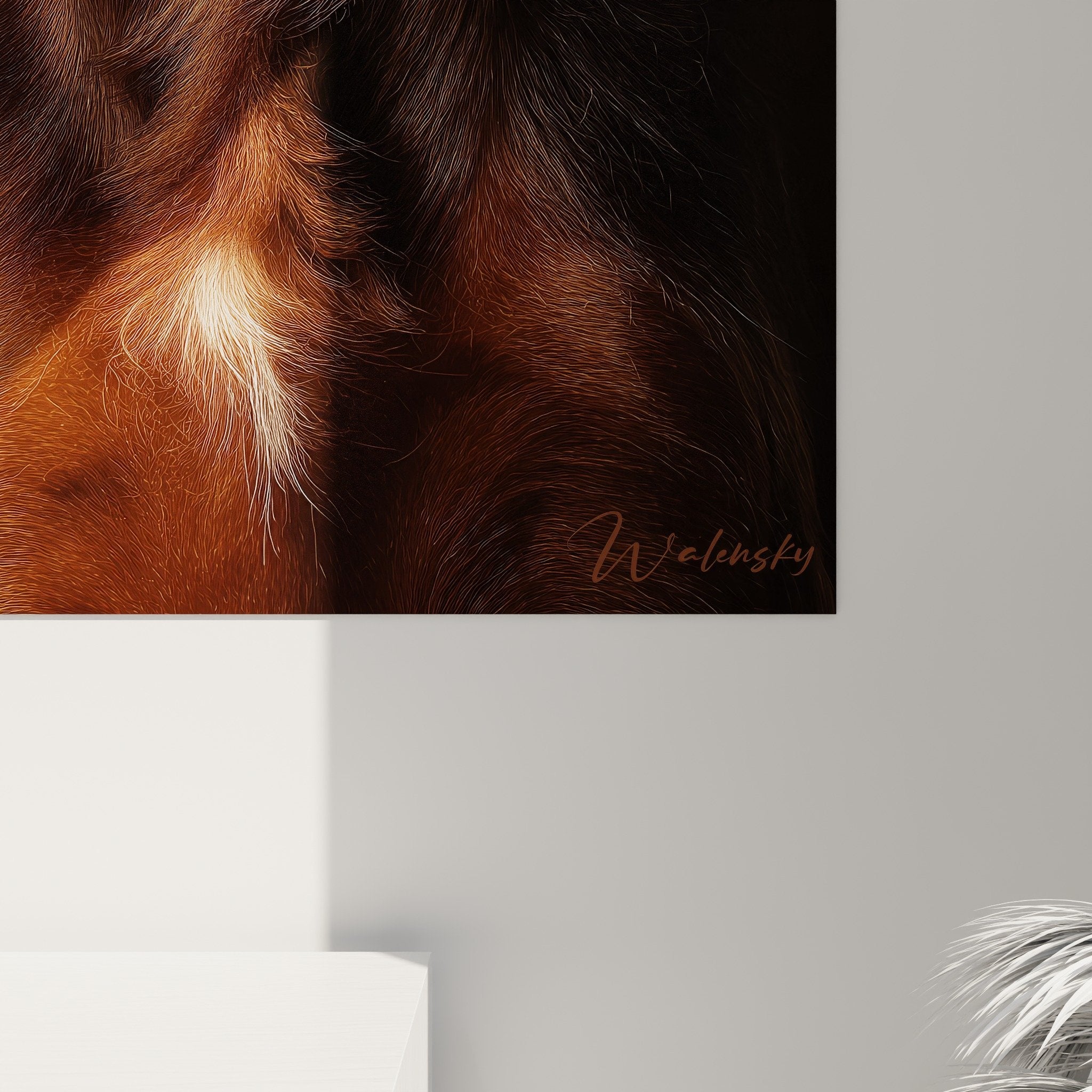 Vista generale quadro Saluki ritratto animalier decorazione murale interno moderno stile contemporaneo