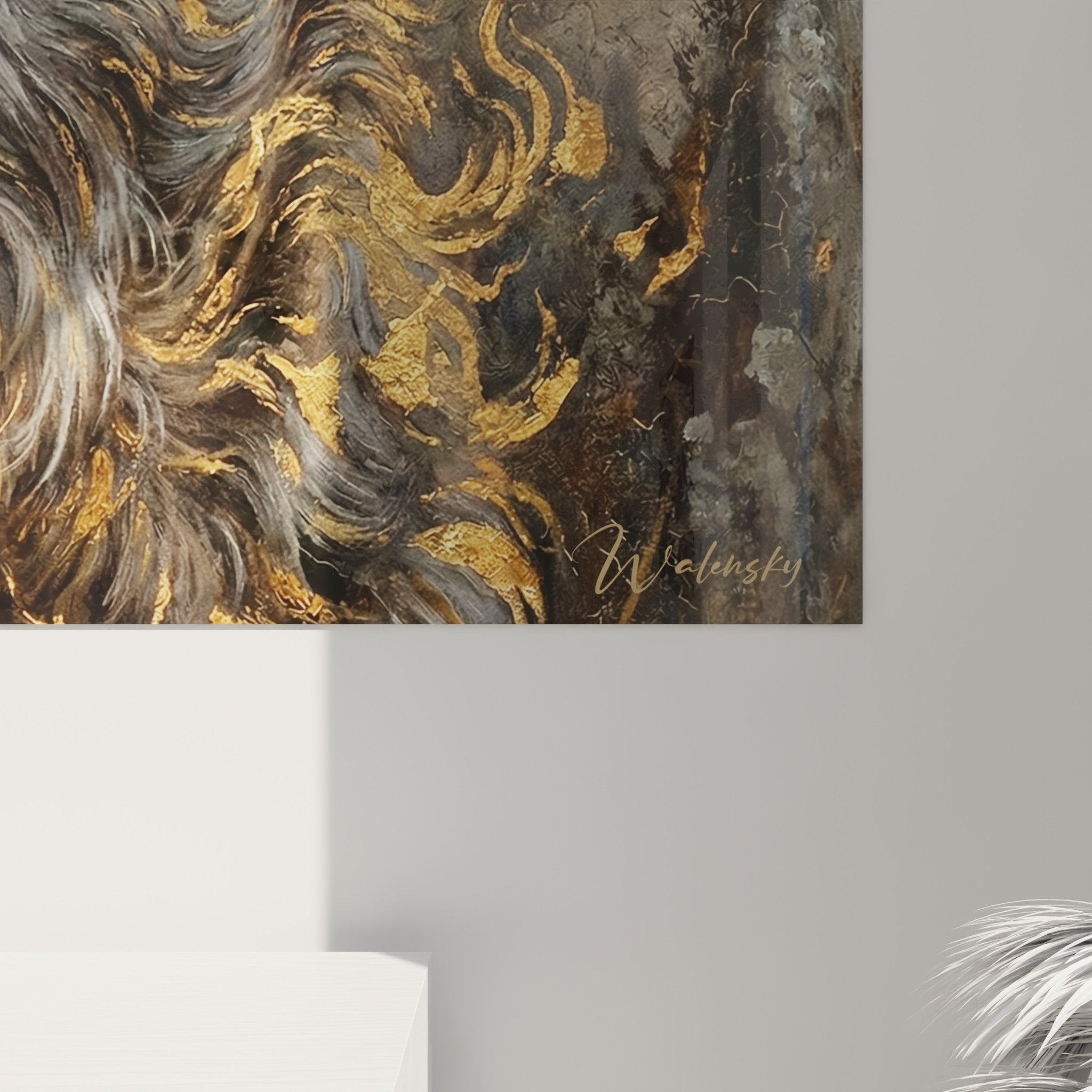 Vue d'ensemble tableau Scottish Terrier décoratif - Art mural chien aux dorures précieuses