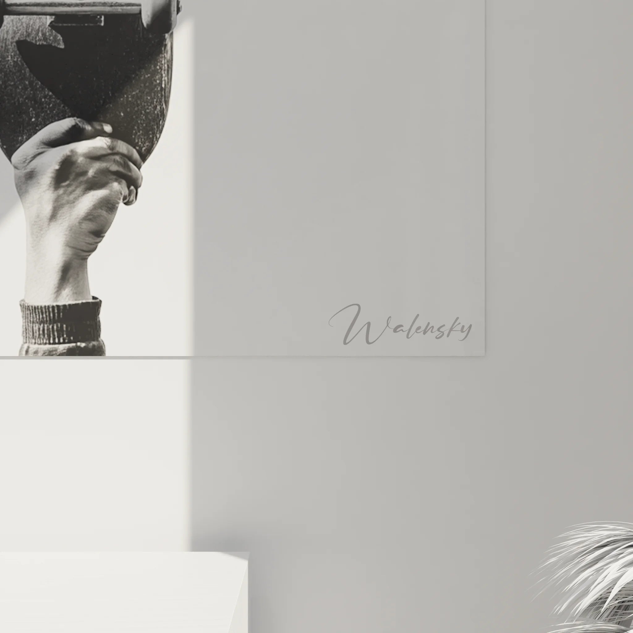 Vue ensemble tableau skateboard noir et blanc, art mural sport urbain décoration moderne