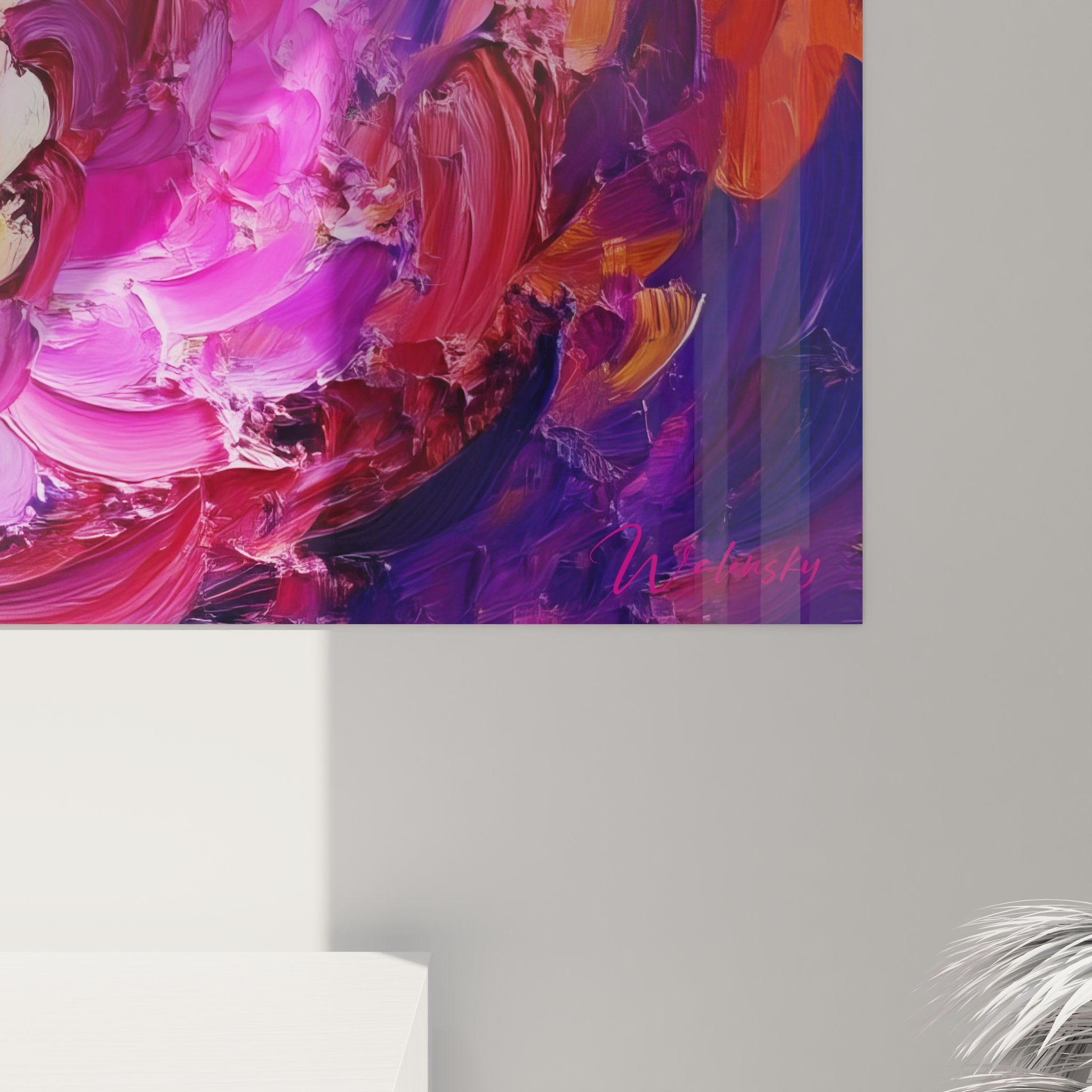 Vue ensemble tableau spirale multicolore art abstrait décoration murale moderne