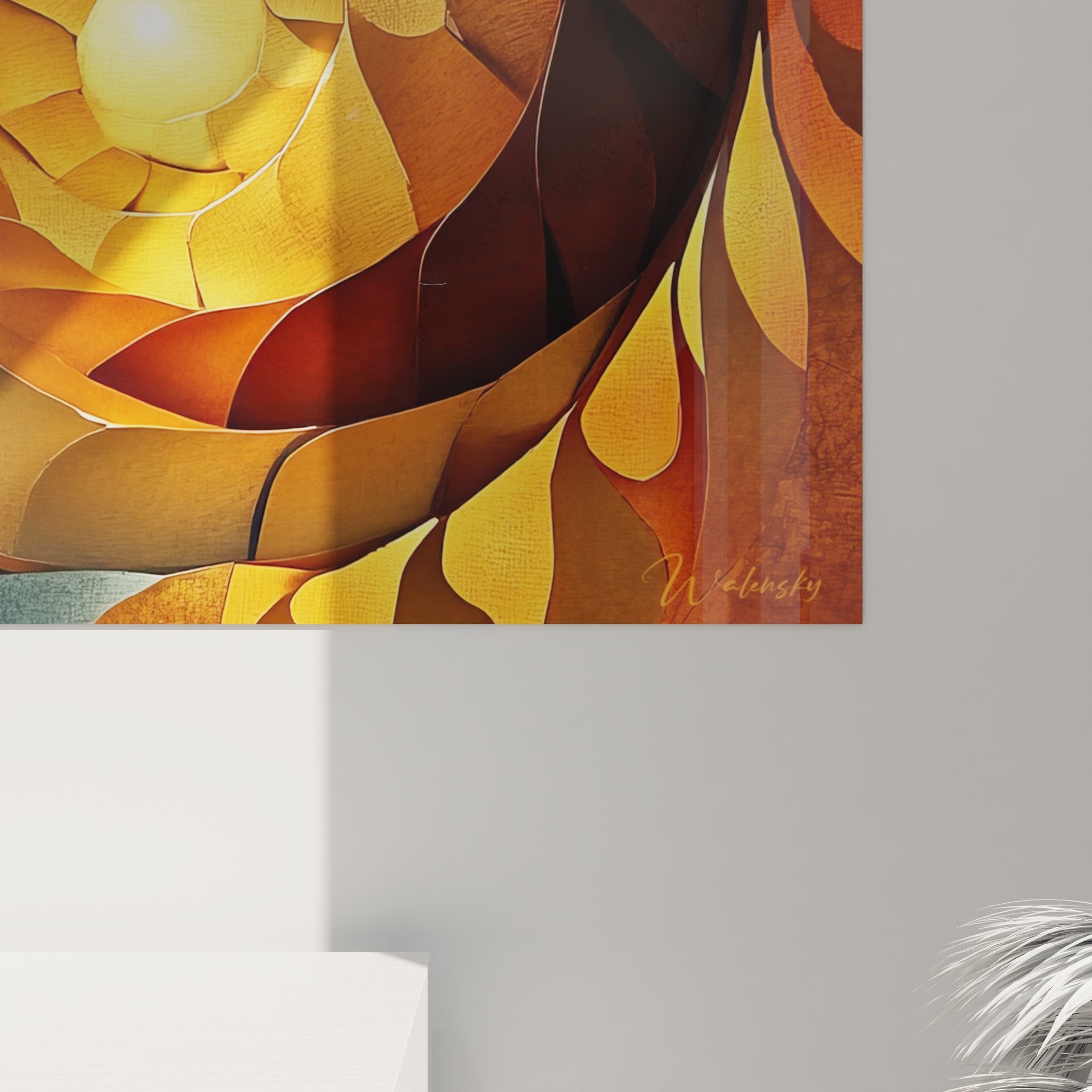 Vue d'ensemble du tableau spirale tridimensionnelle dans un intérieur contemporain