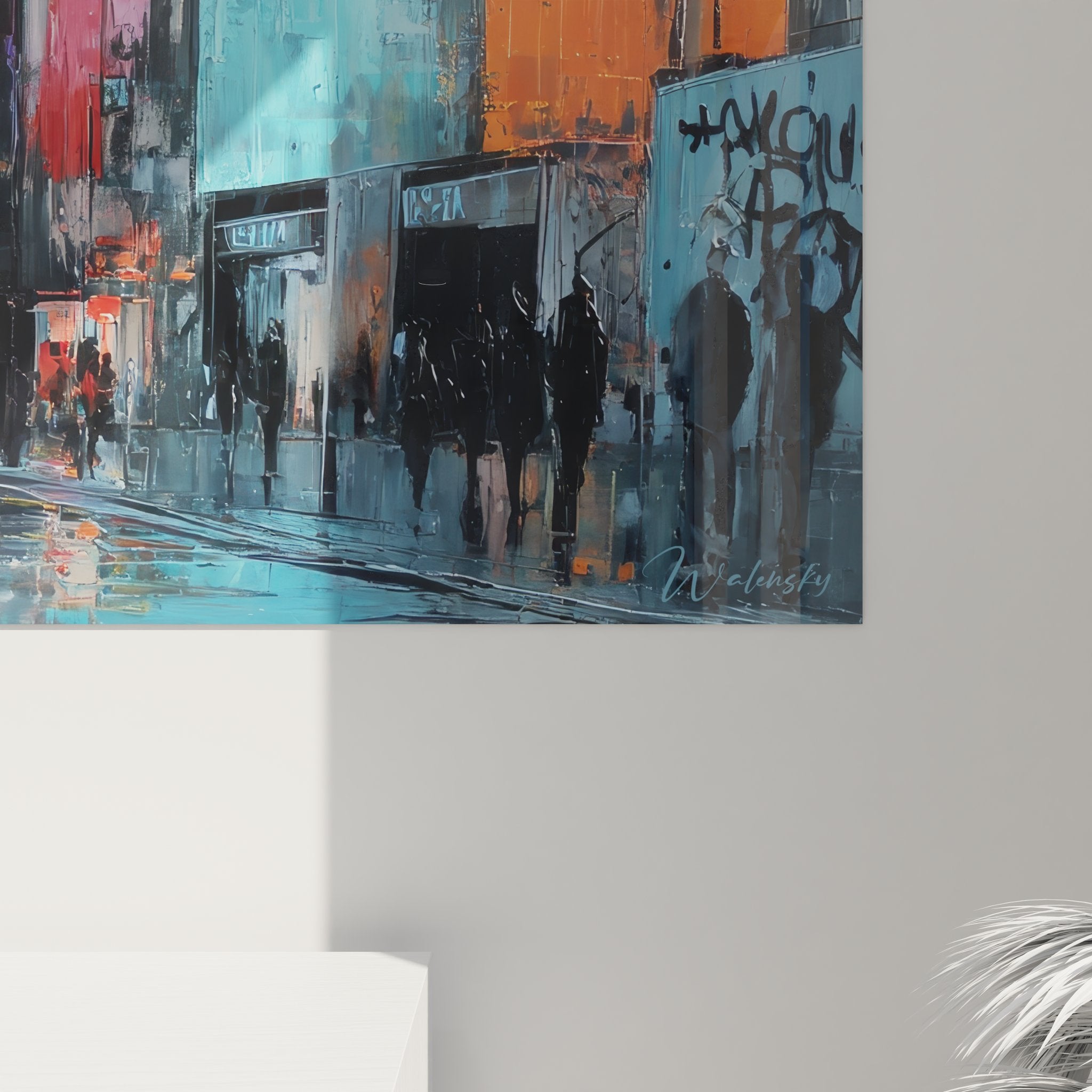 Vue ensemble tableau Times Square pluie format panoramique avec taxis et gratte-ciels