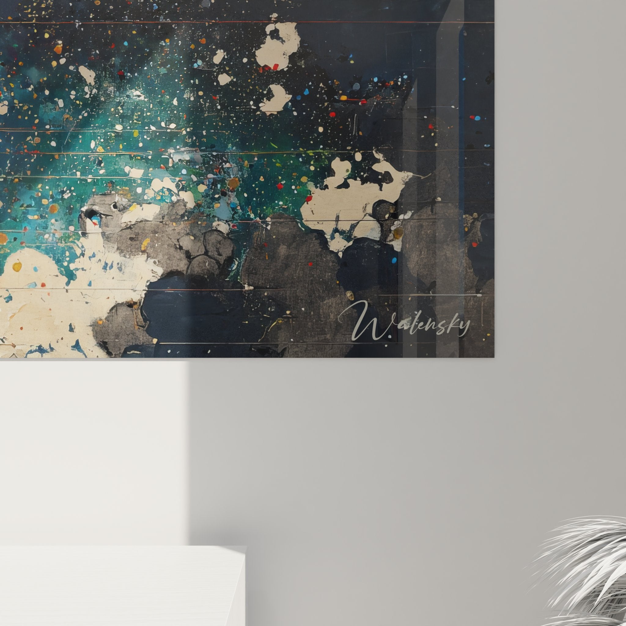 Vue ensemble tableau mural trou noir galaxie décoration moderne espace