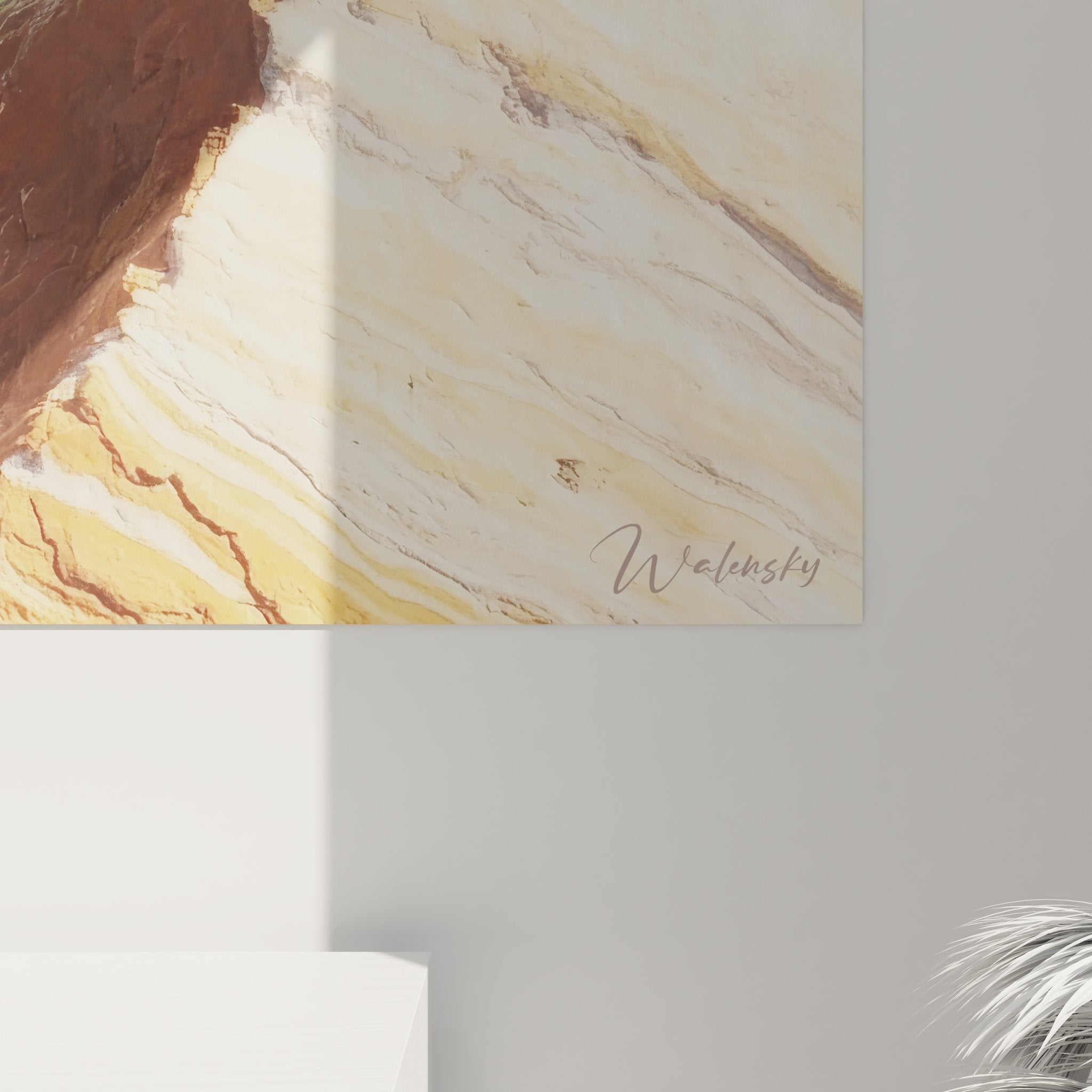 Vue ensemble tableau mural vagues rochers décoration intérieure style bord de mer