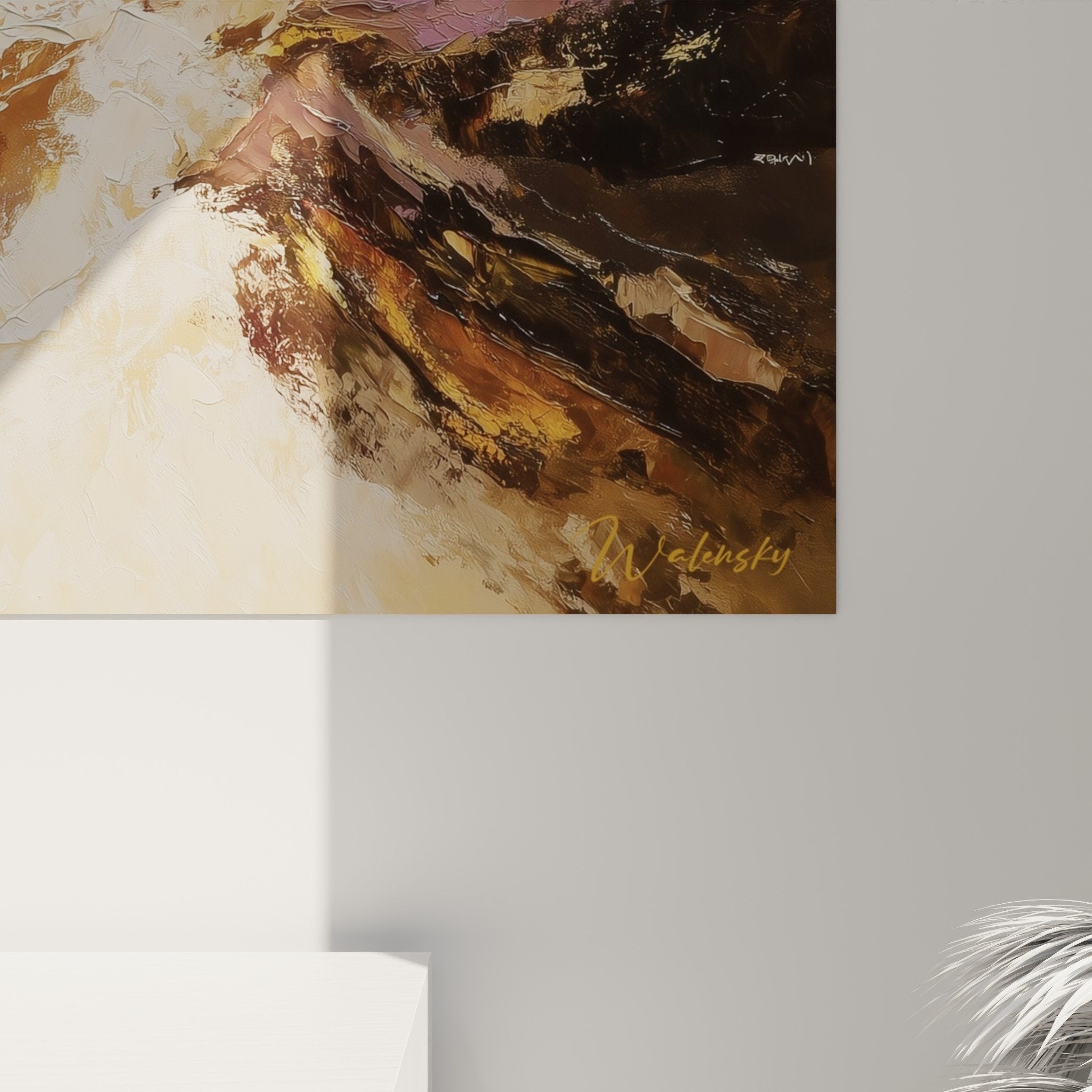 Complete view contemplative valley painting autumn tones feng shui wall decoration