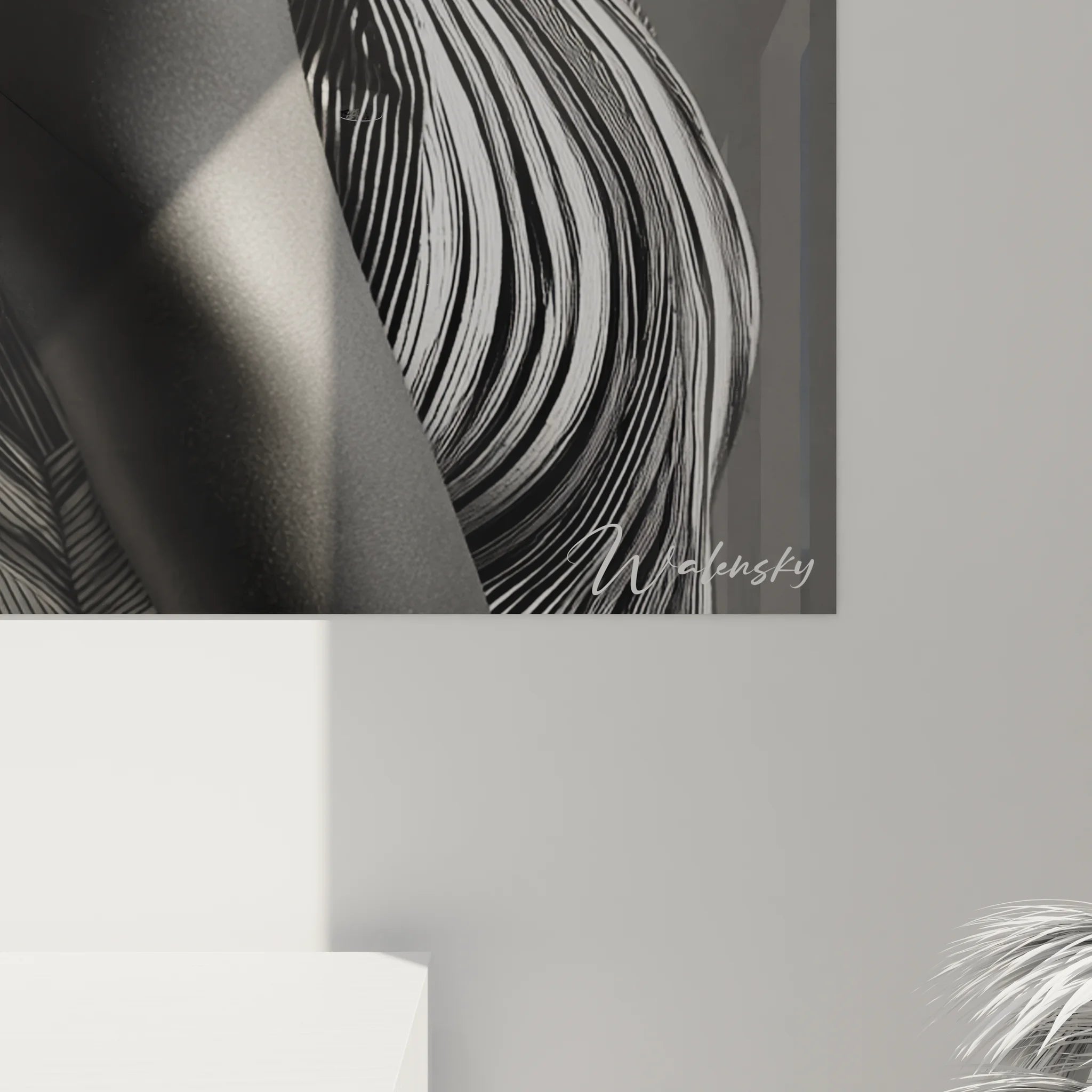 Vue ensemble tableau XXL femme africaine turban decoration murale noir et blanc moderne