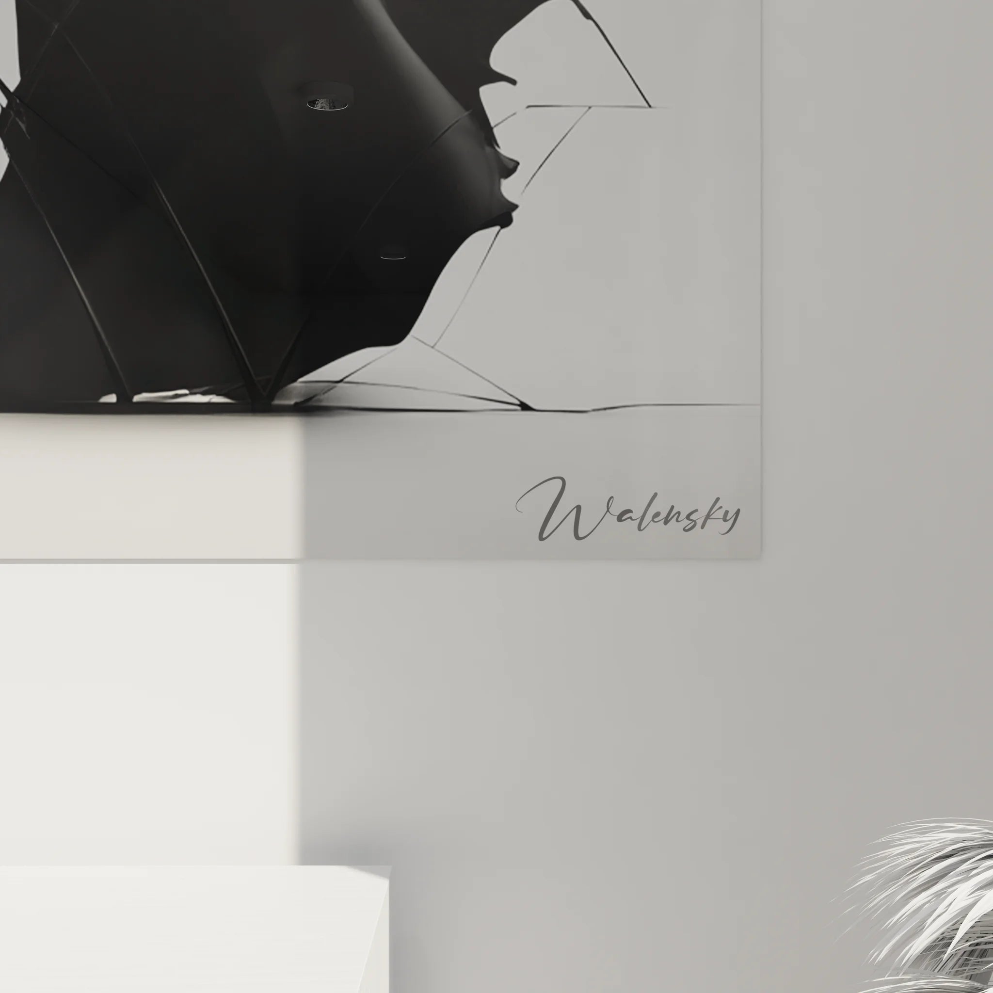 Vue ensemble tableau XXL femme élégante géométrique décoration murale moderne