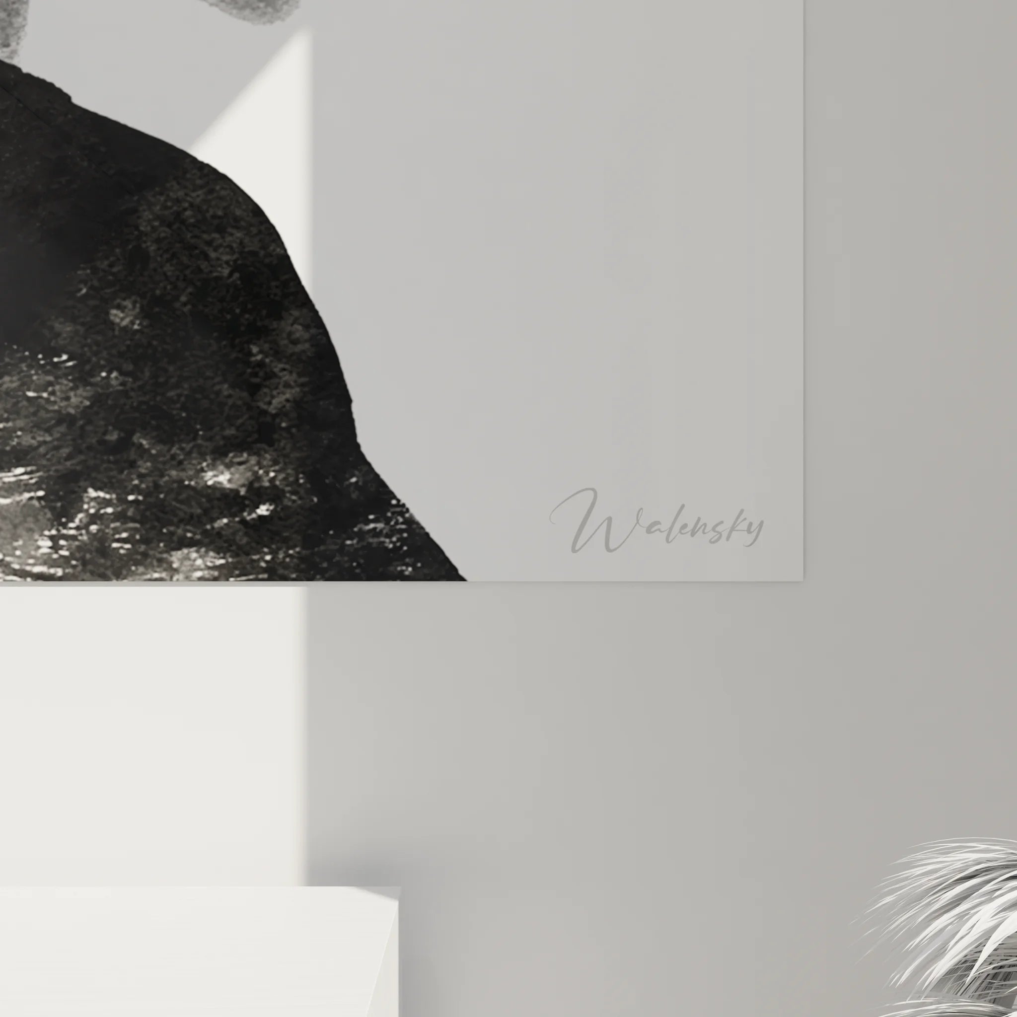 Vue ensemble tableau XXL femme profil art contemporain noir blanc décoration intérieure moderne