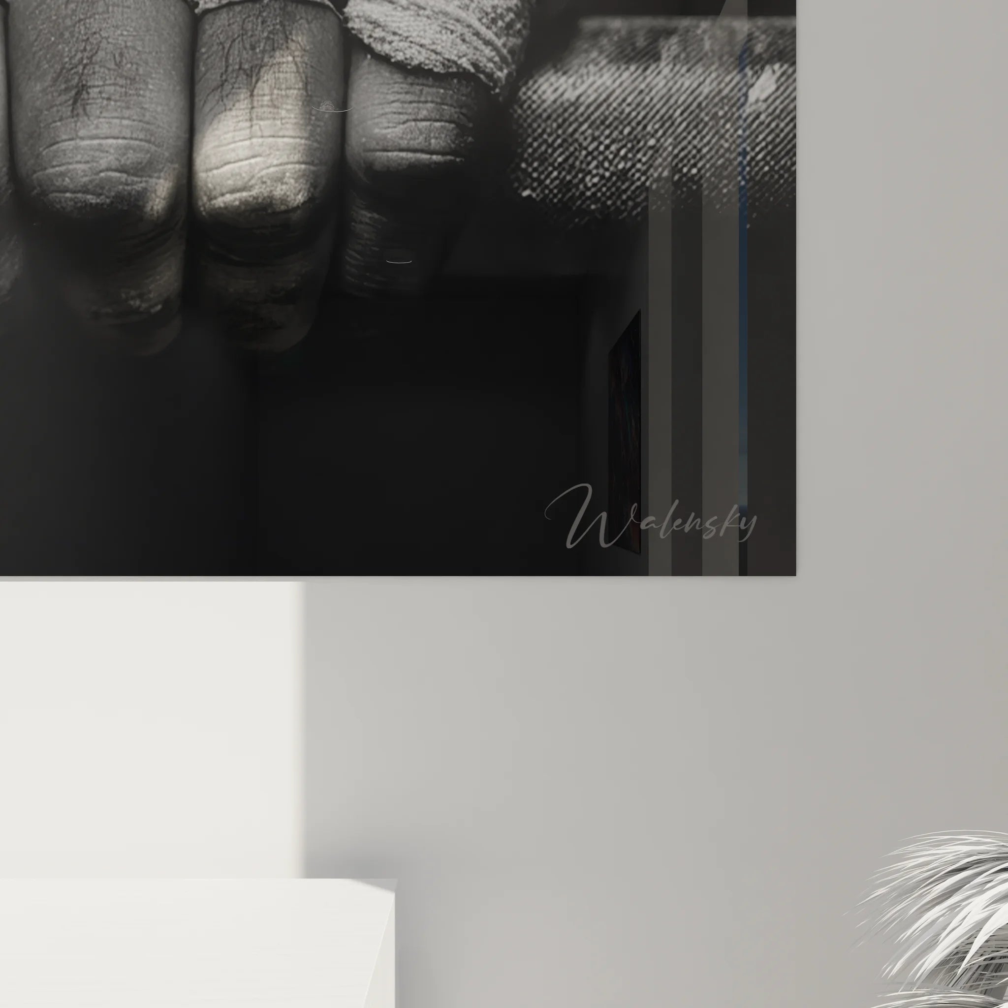 Vue ensemble tableau XXL musculation noir blanc décoration murale sports motivation gym