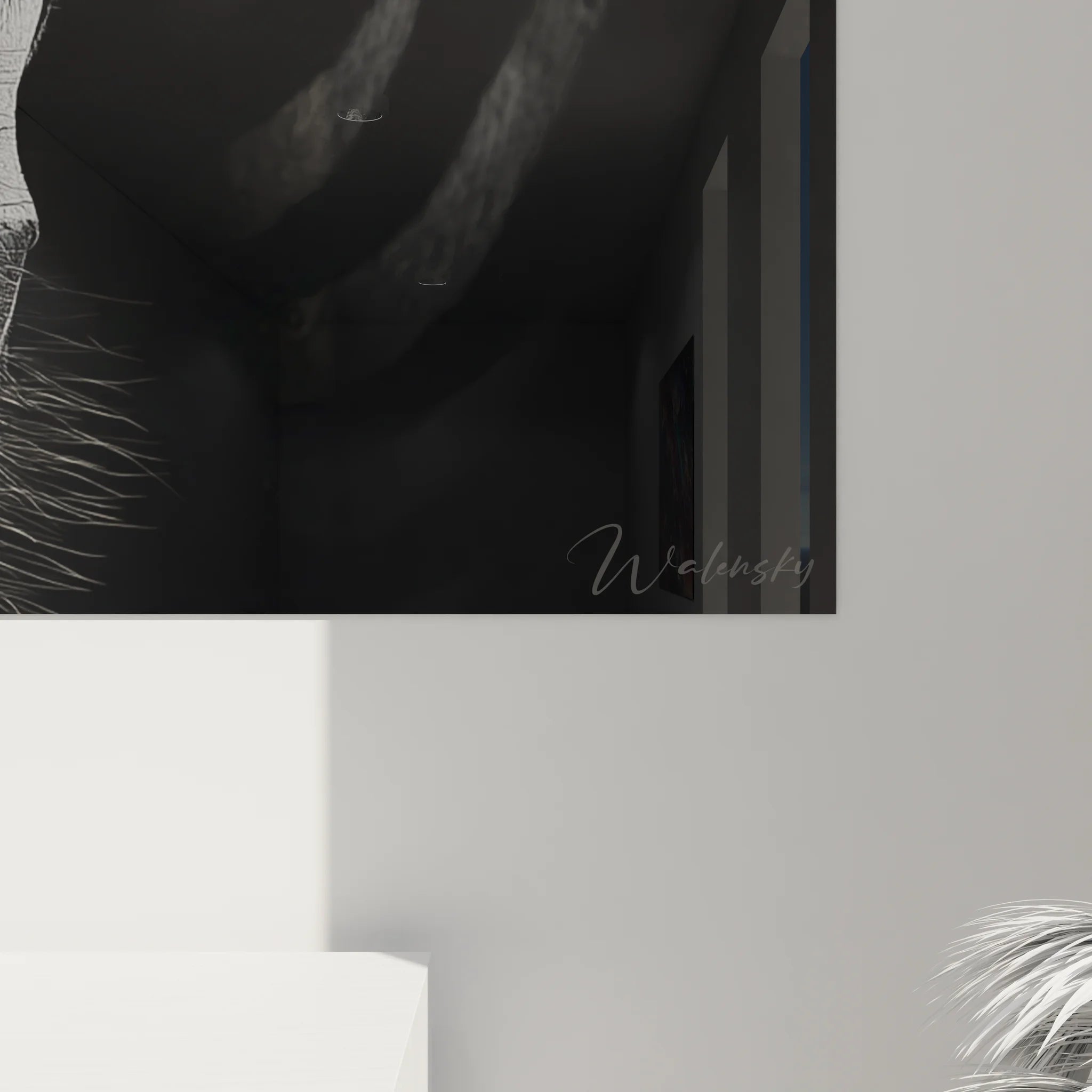 Vue ensemble tableau zèbre noir blanc portrait animal décoration murale moderne