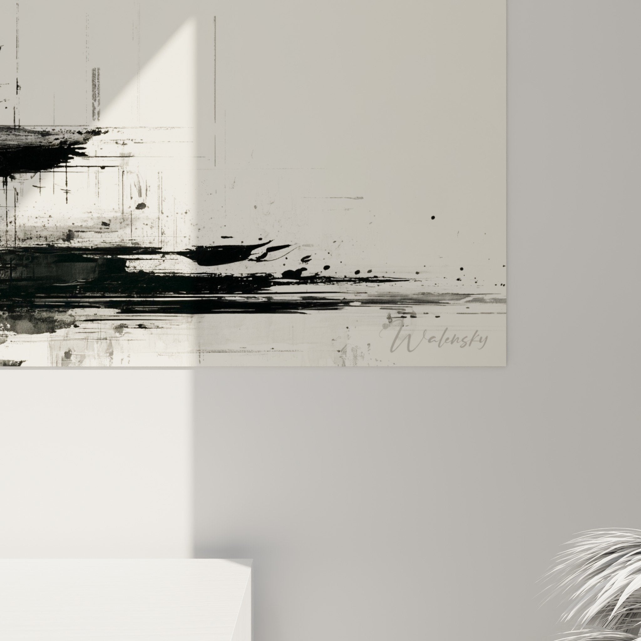 Vue d'ensemble tableau pagode architecture asiatique monochrome style contemporain encre expressif