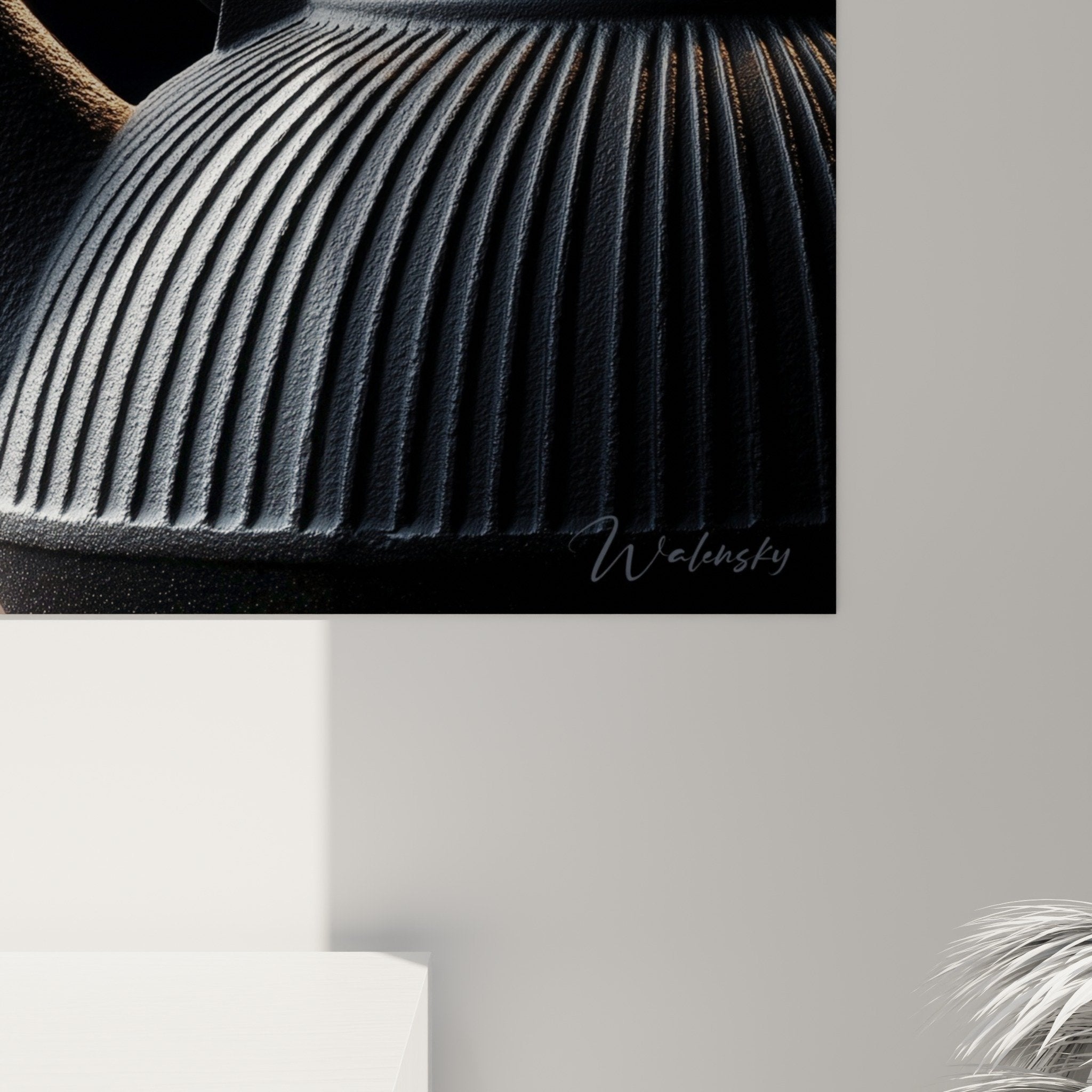 Vue d'ensemble tableau théière japonaise, composition minimaliste noir et blanc, ambiance contemplative