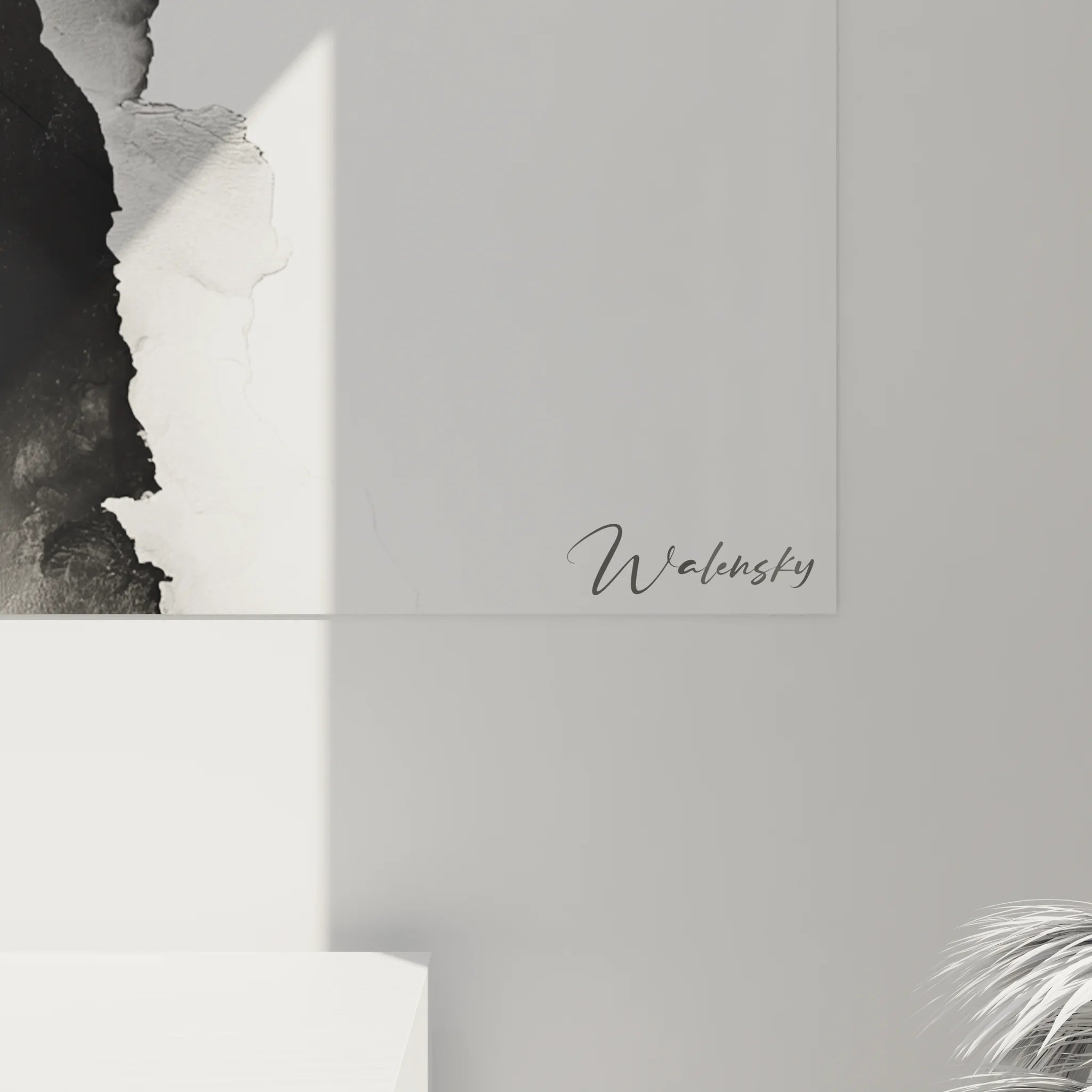 Vue ensemble toile abstraite noir blanc XXL parfaite pour décoration intérieur contemporain