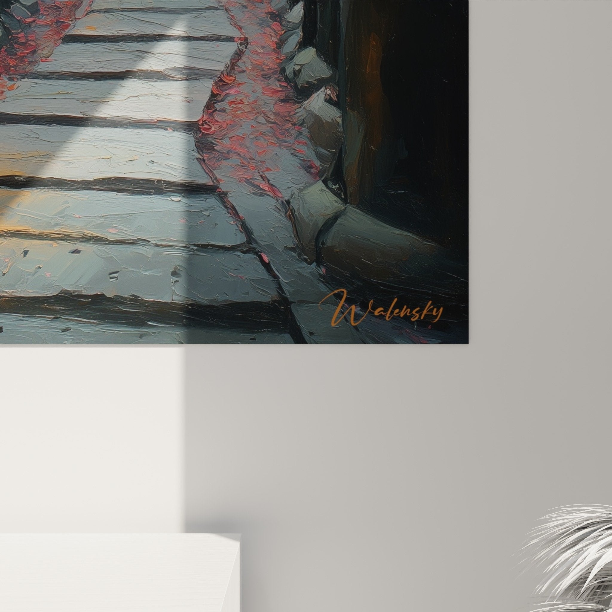 Overview of Japanese torii tunnel artwork with architectural perspective and dramatic lighting
