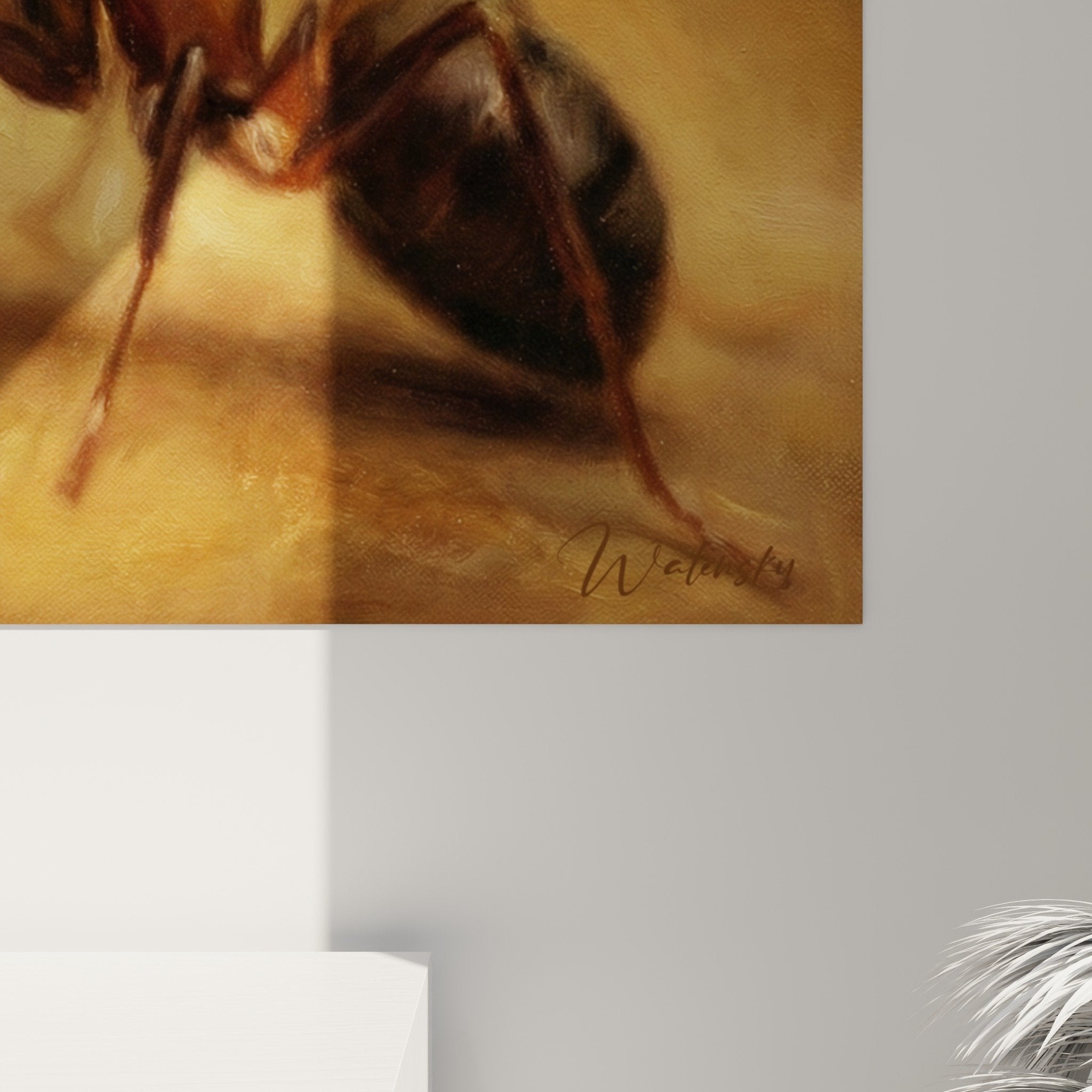 Gesamtansicht des Gemäldes mit riesigen Ameisen in einer surrealistischen Küche in Bernhöhe