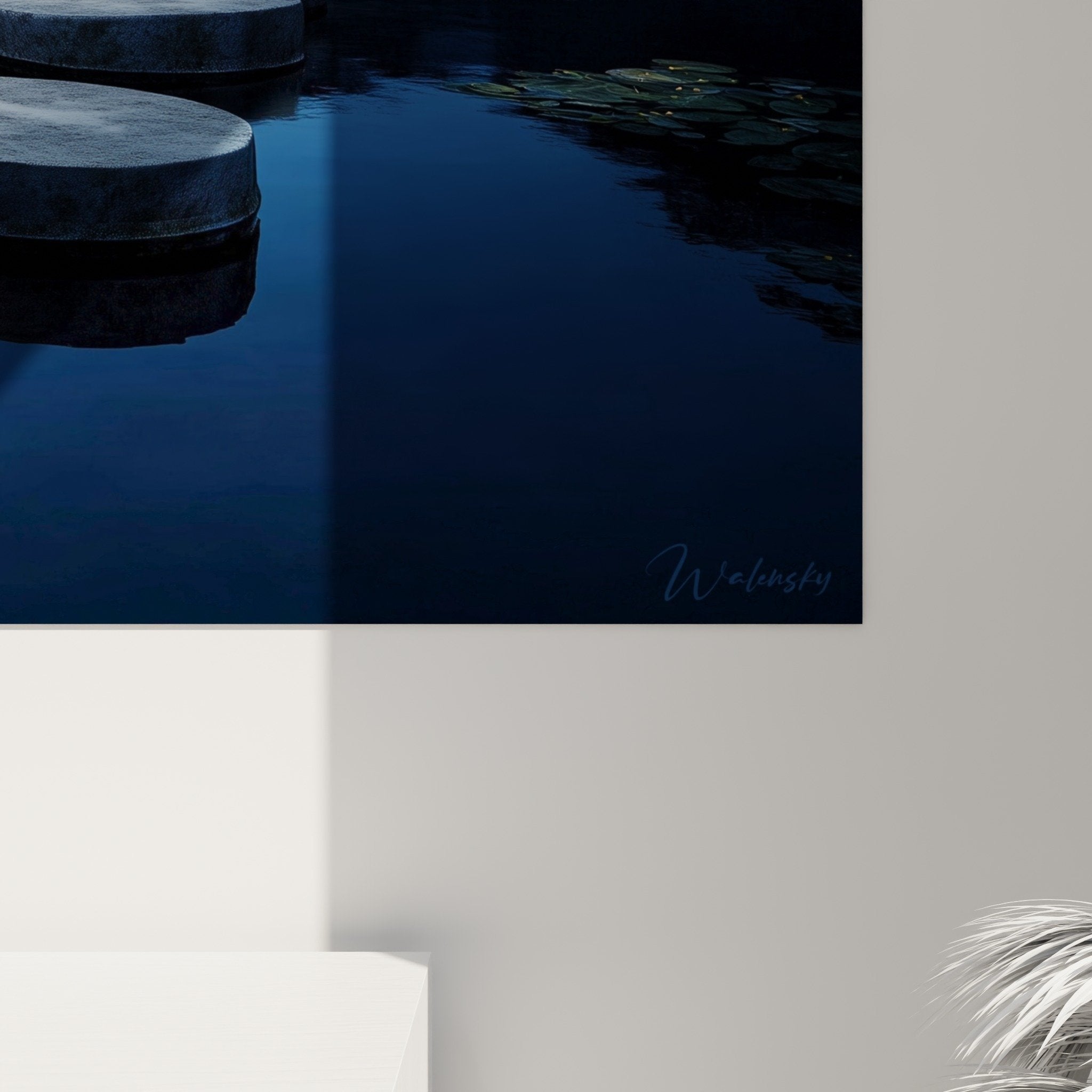 vue ensemble tableau panoramique chemin pierres eau perspective zen decoration interieur moderne