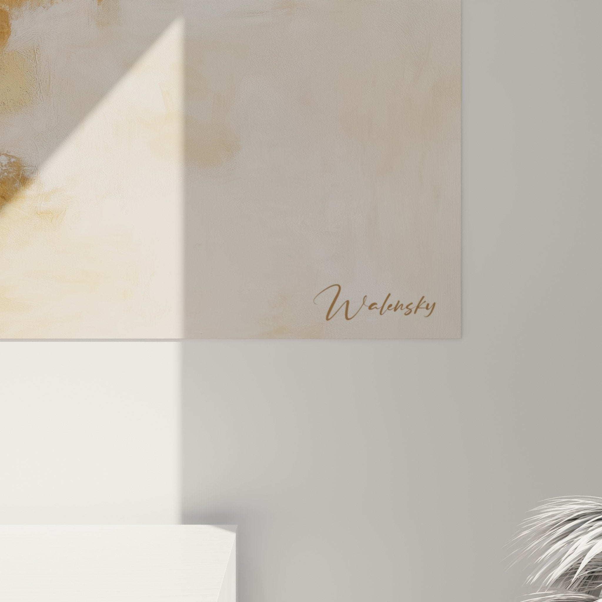 Vue ensemble tableau abstrait Feng shui Sud Feu dans salon moderne decoration murale harmonieuse