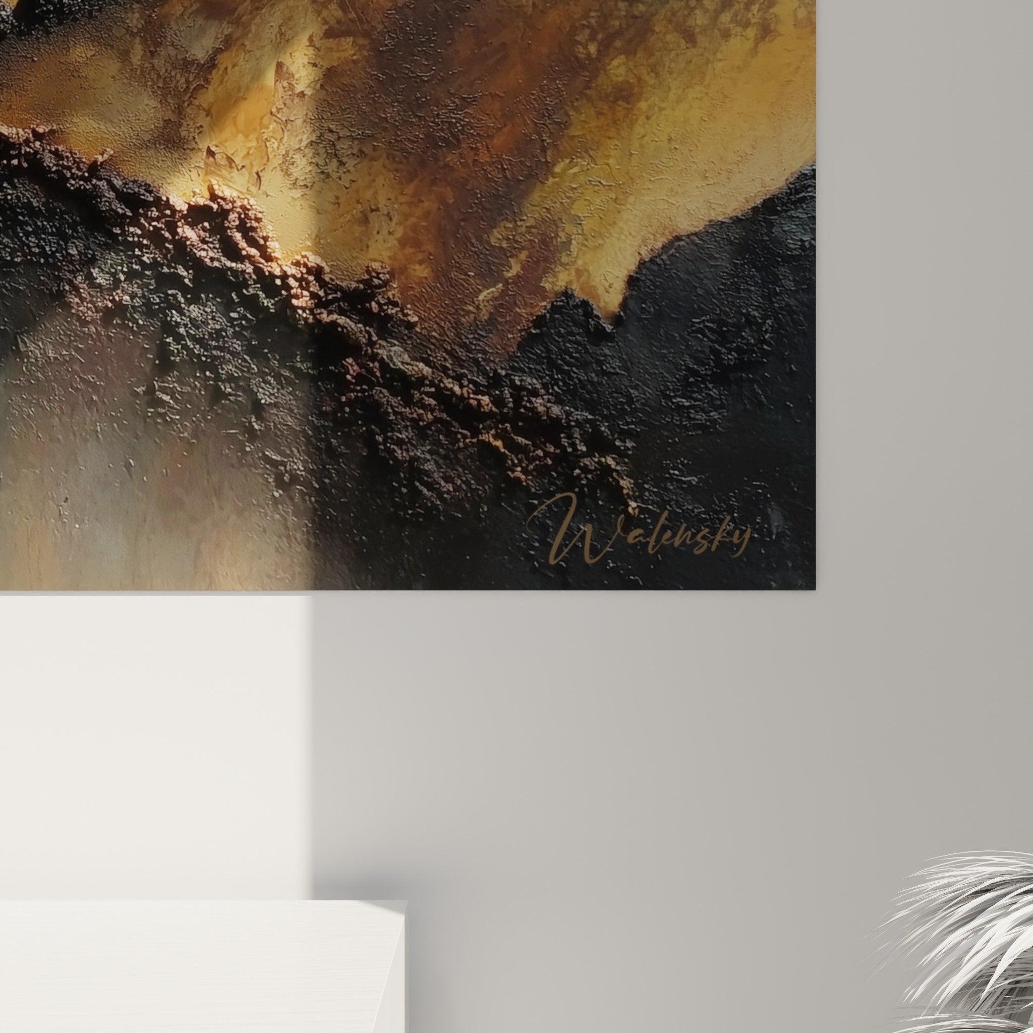overall view abstract painting golden light living room wall decoration feng shui northeast