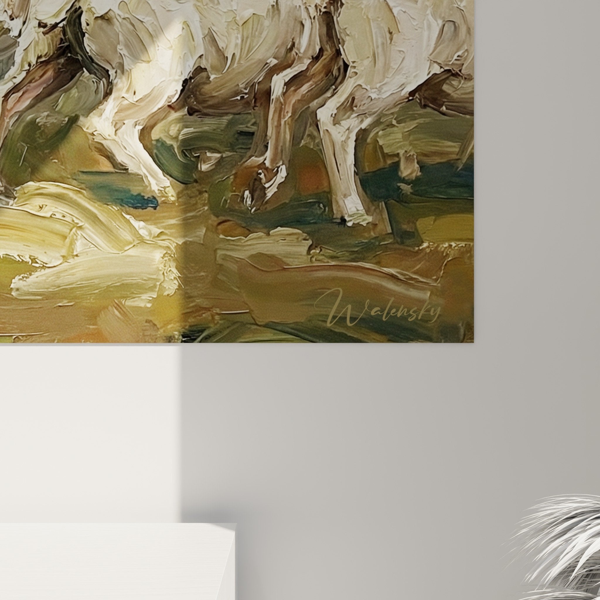 Vue ensemble tableau pastoral Beauceron troupeau moutons salon decoration murale campagne chic