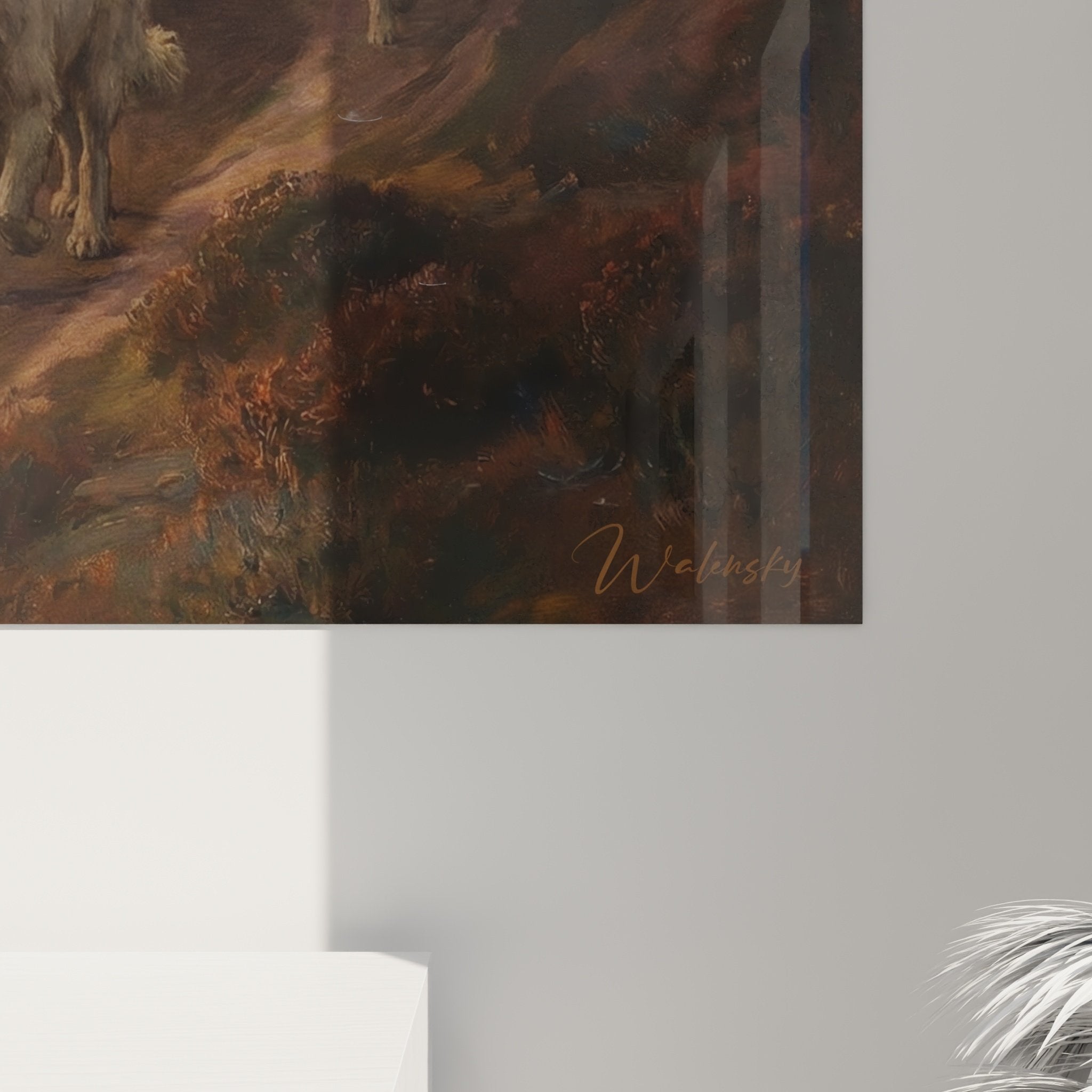 Gesamtansicht Wandgemälde Hirten Berg Wohnzimmer Wanddekoration pastorale Szene Hunde Herde