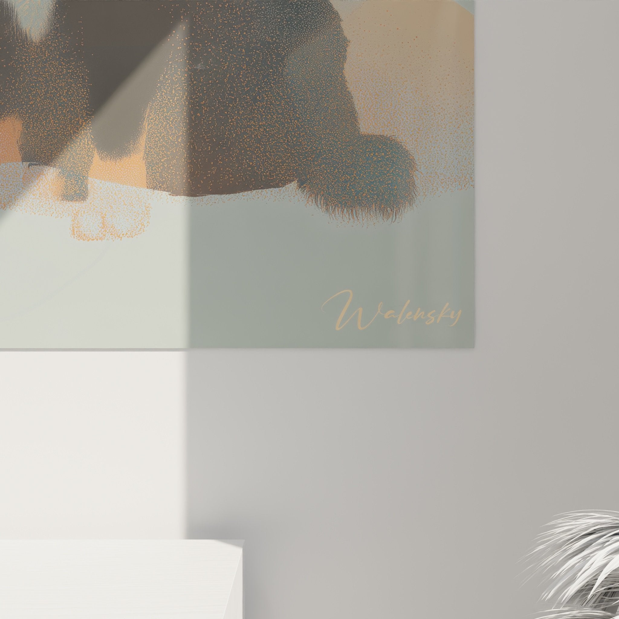 Vue ensemble tableau Saint Bernard geometrique salon decoration murale art contemporain