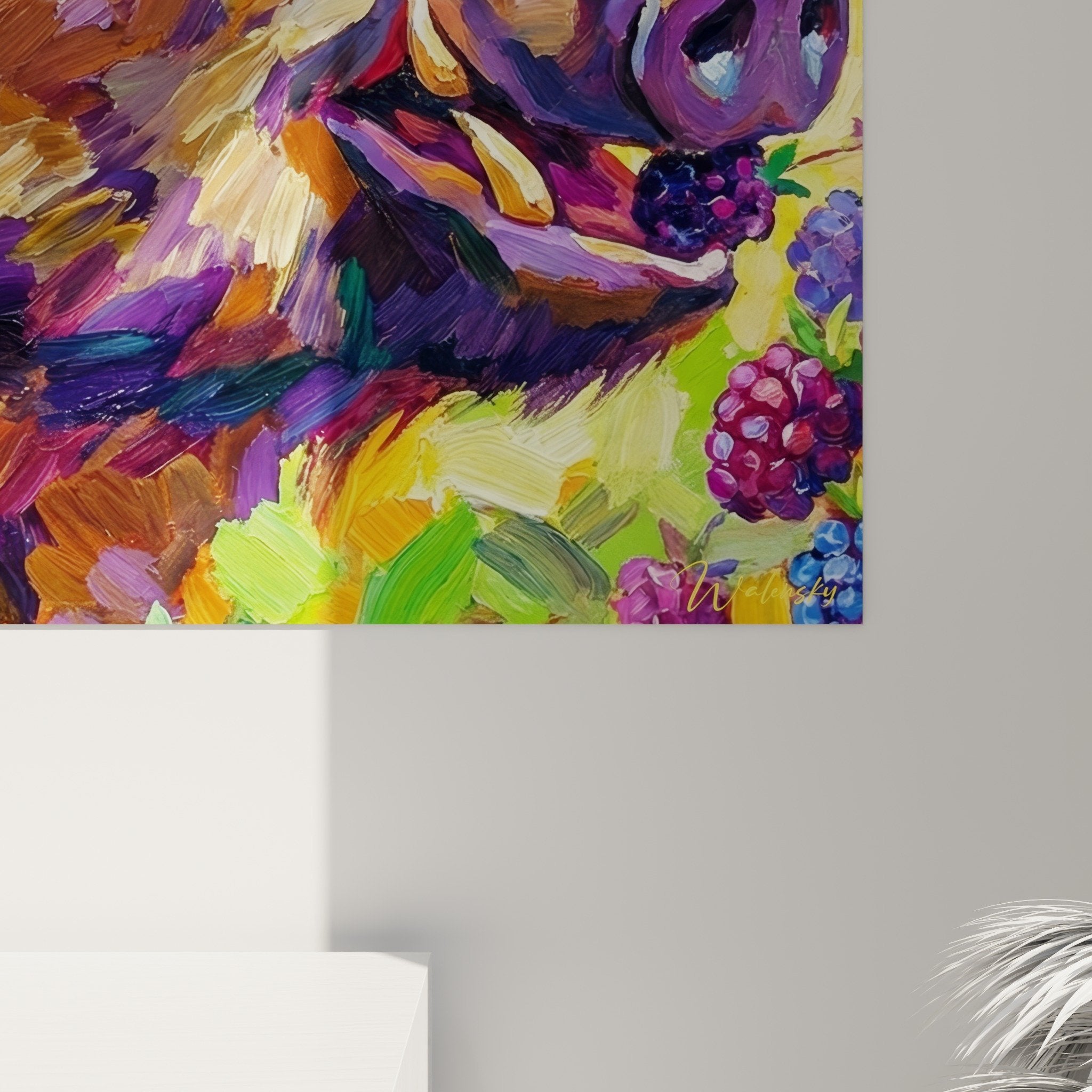 Colorful wild boar wall art perspective living room mural decoration expressionist animal artwork