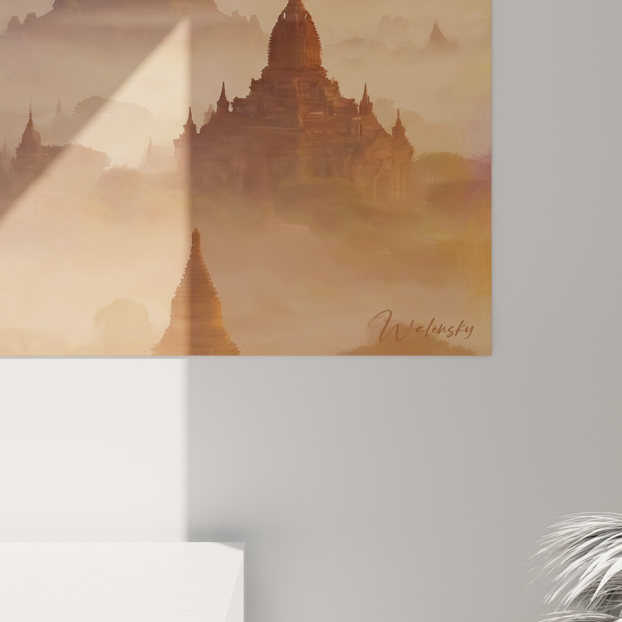 Gesamtansicht Leinwand buddhistische Tempel Wohnzimmer Wanddekoration mystische Pagoden Panorama