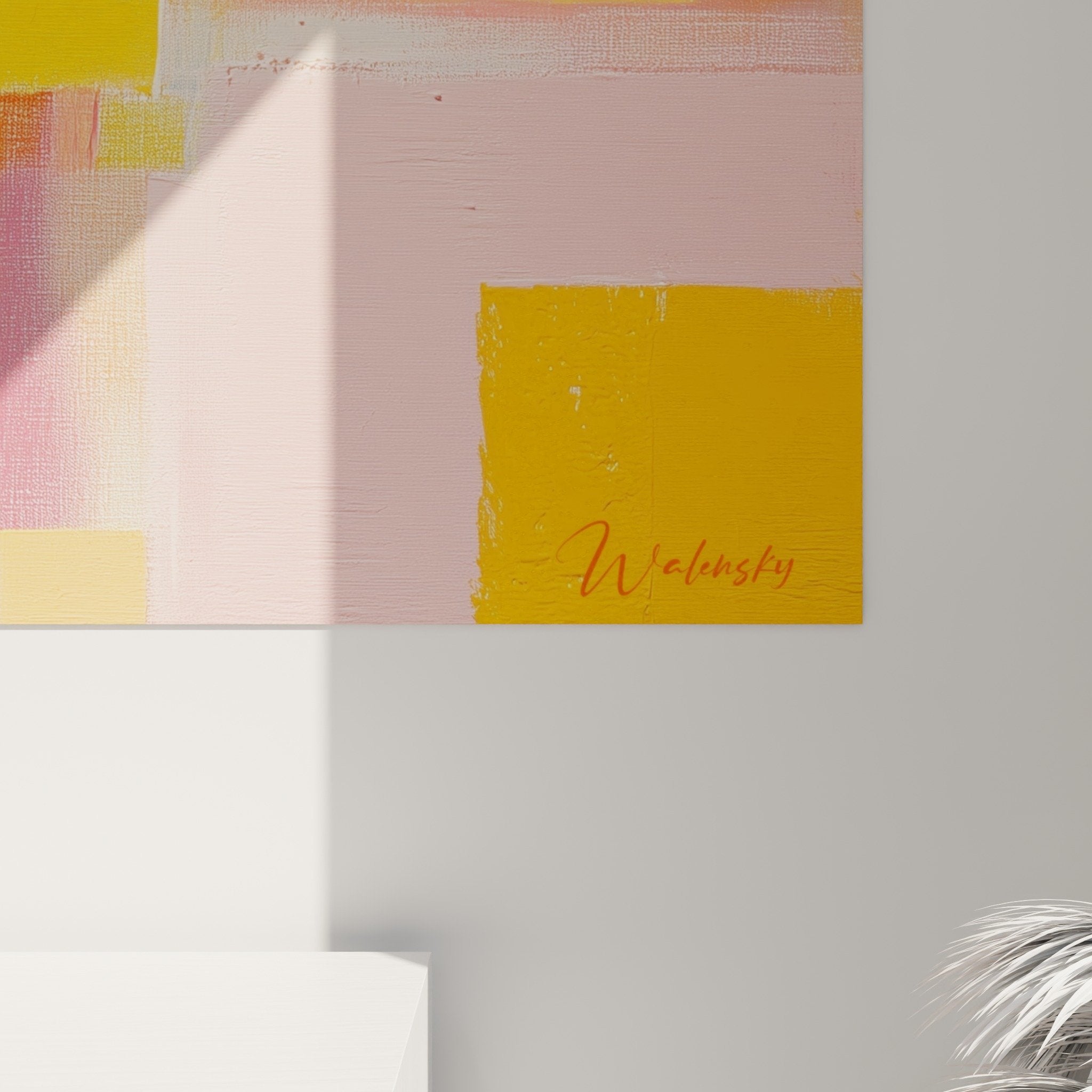 Overview abstract geometric painting colorful composition pink orange feng shui southwest earth