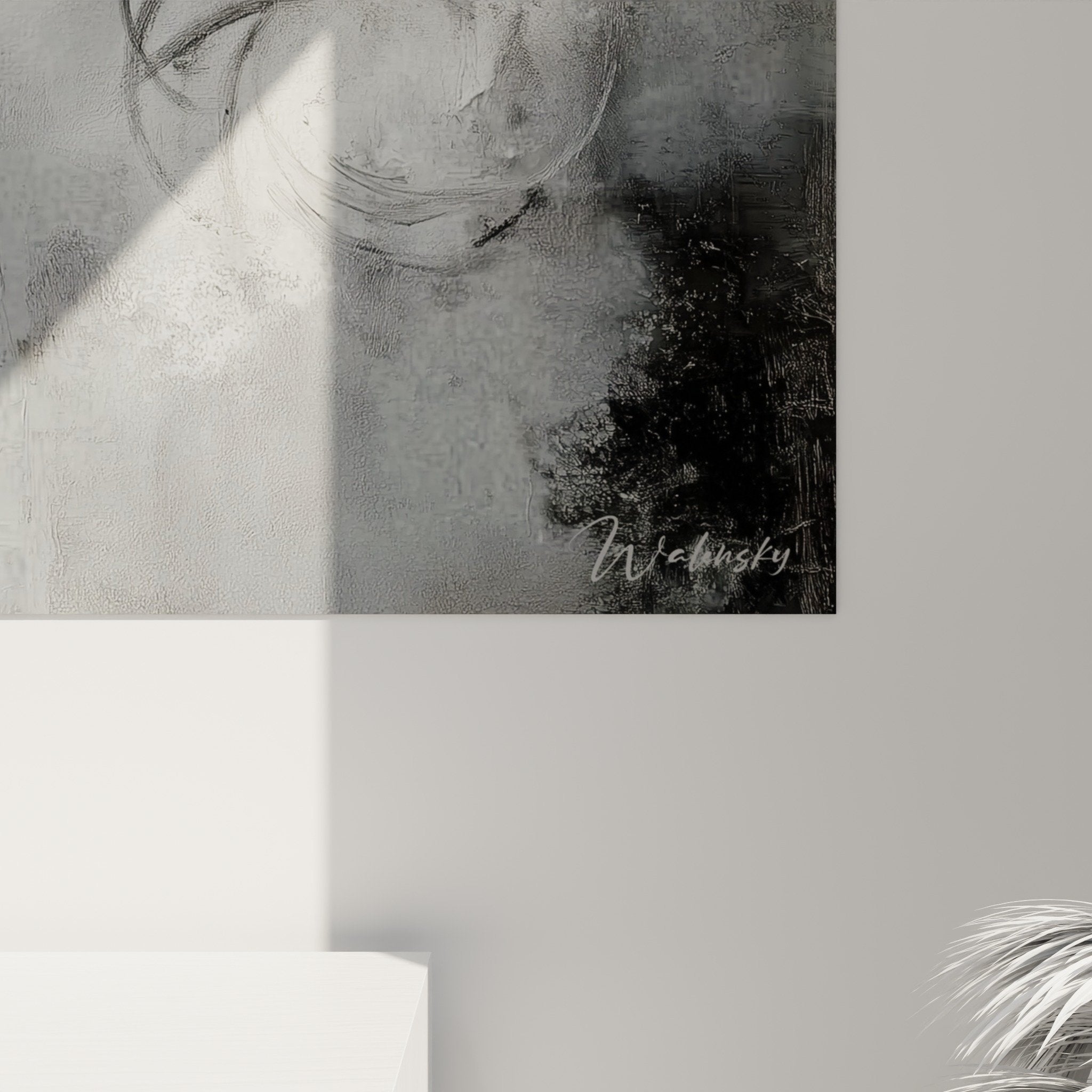 abstract gray painting with metallic textures feng shui interior decoration wall art