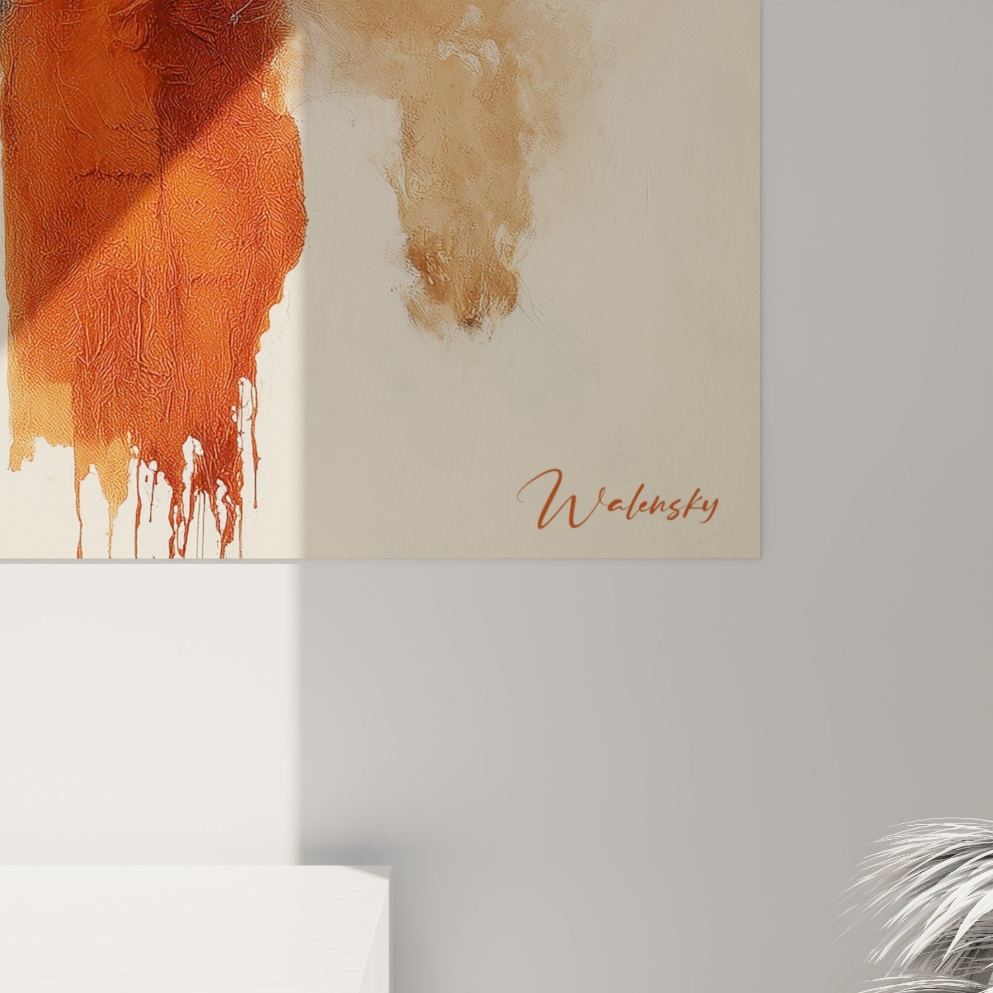 Tableau abstrait rouge noir beige - Feng shui Centre Terre