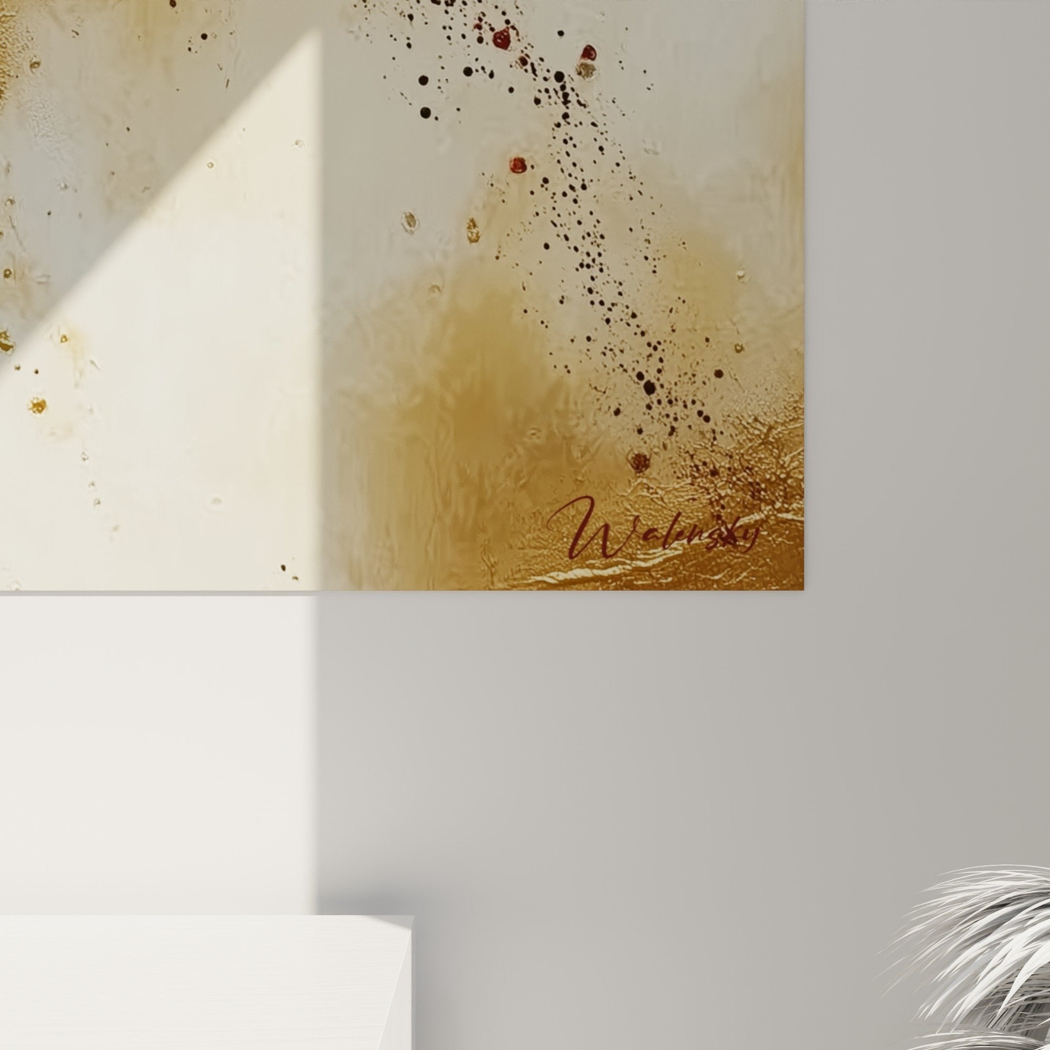 vue ensemble tableau abstrait rouge or decoration interieur moderne feng shui sud feu salon
