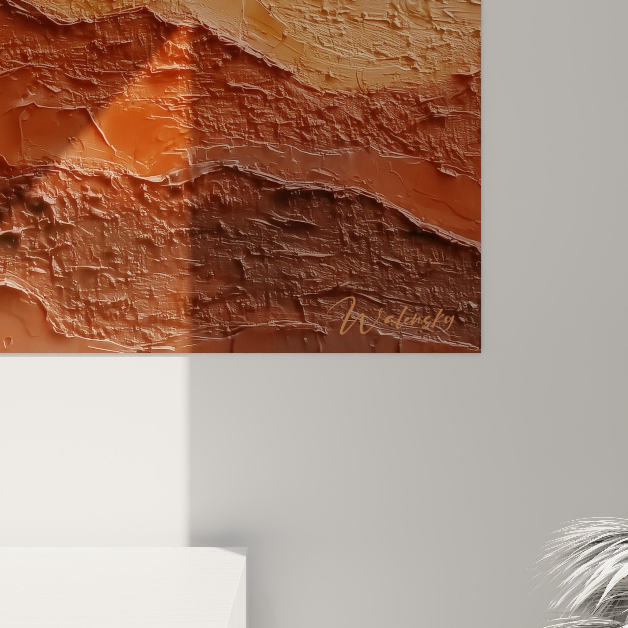 Perspective view abstract painting earth tones wall hanging decoration feng shui northeast natural