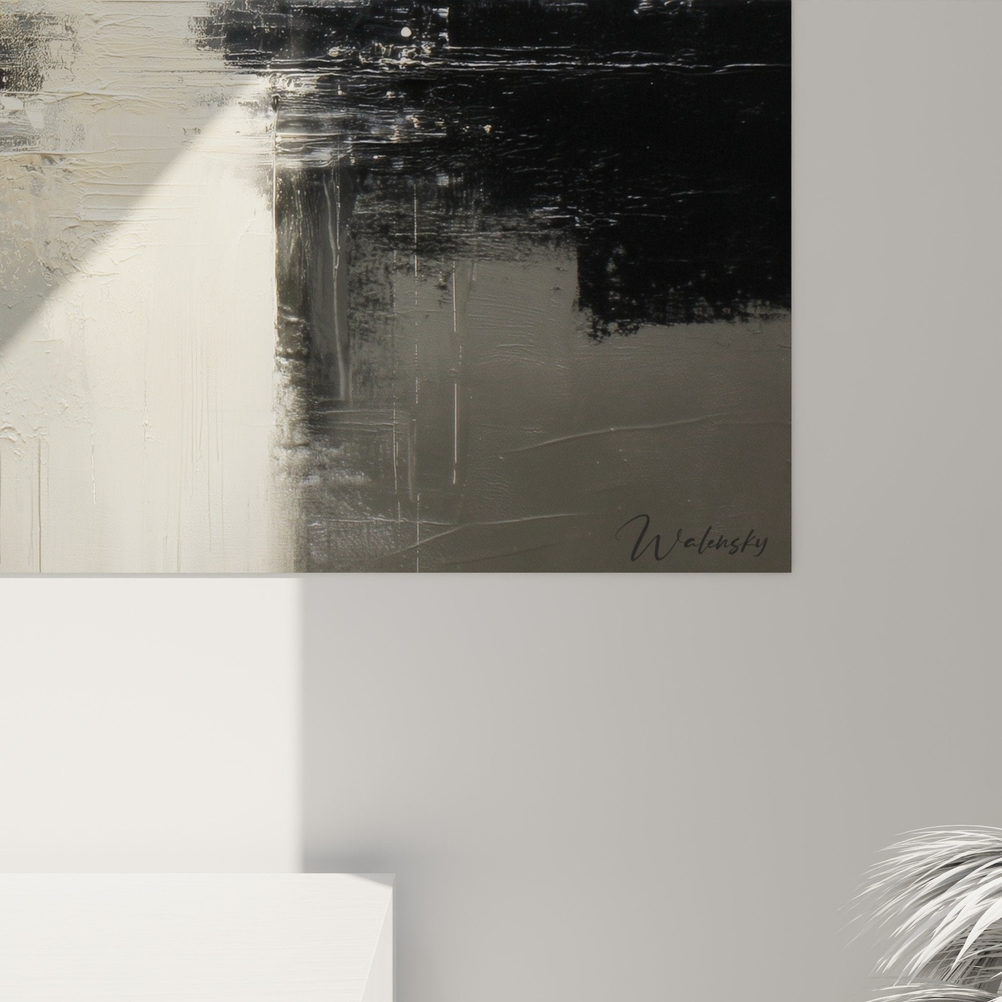 Vue ensemble tableau abstrait urbain gris composition geometrique moderne