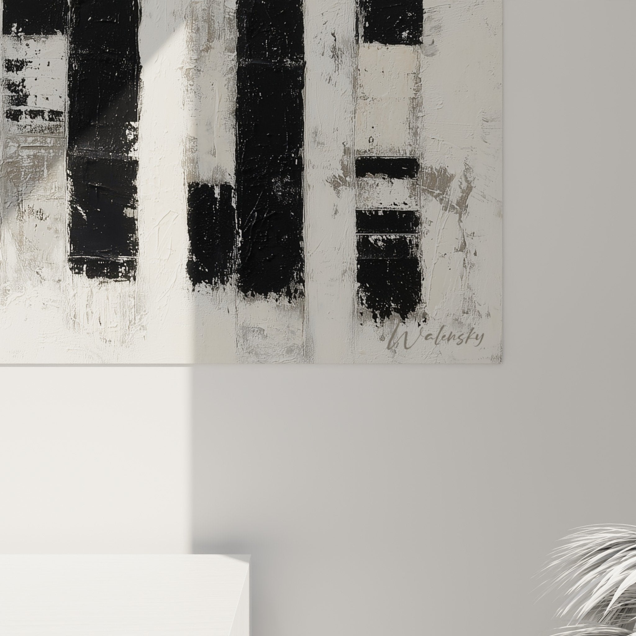 abstract black and white vertical wall art living room modern feng shui west metal