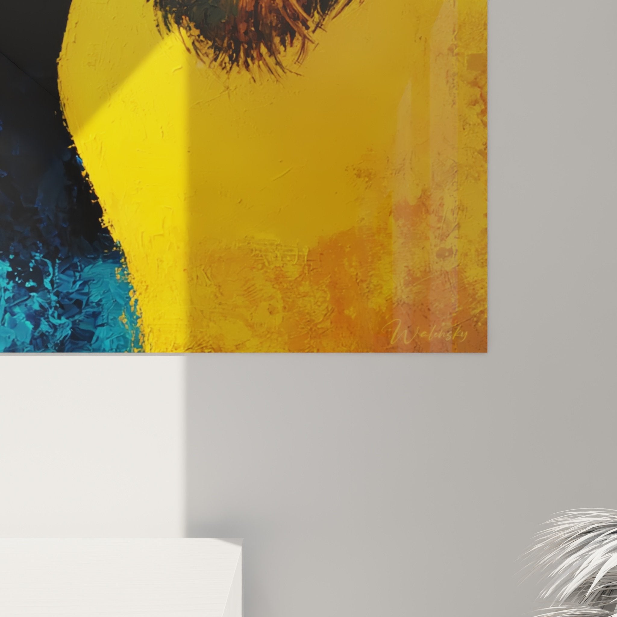 Vue ensemble tableau portrait Airedale Terrier couleurs vibrantes, art animalier contemporain mur salon