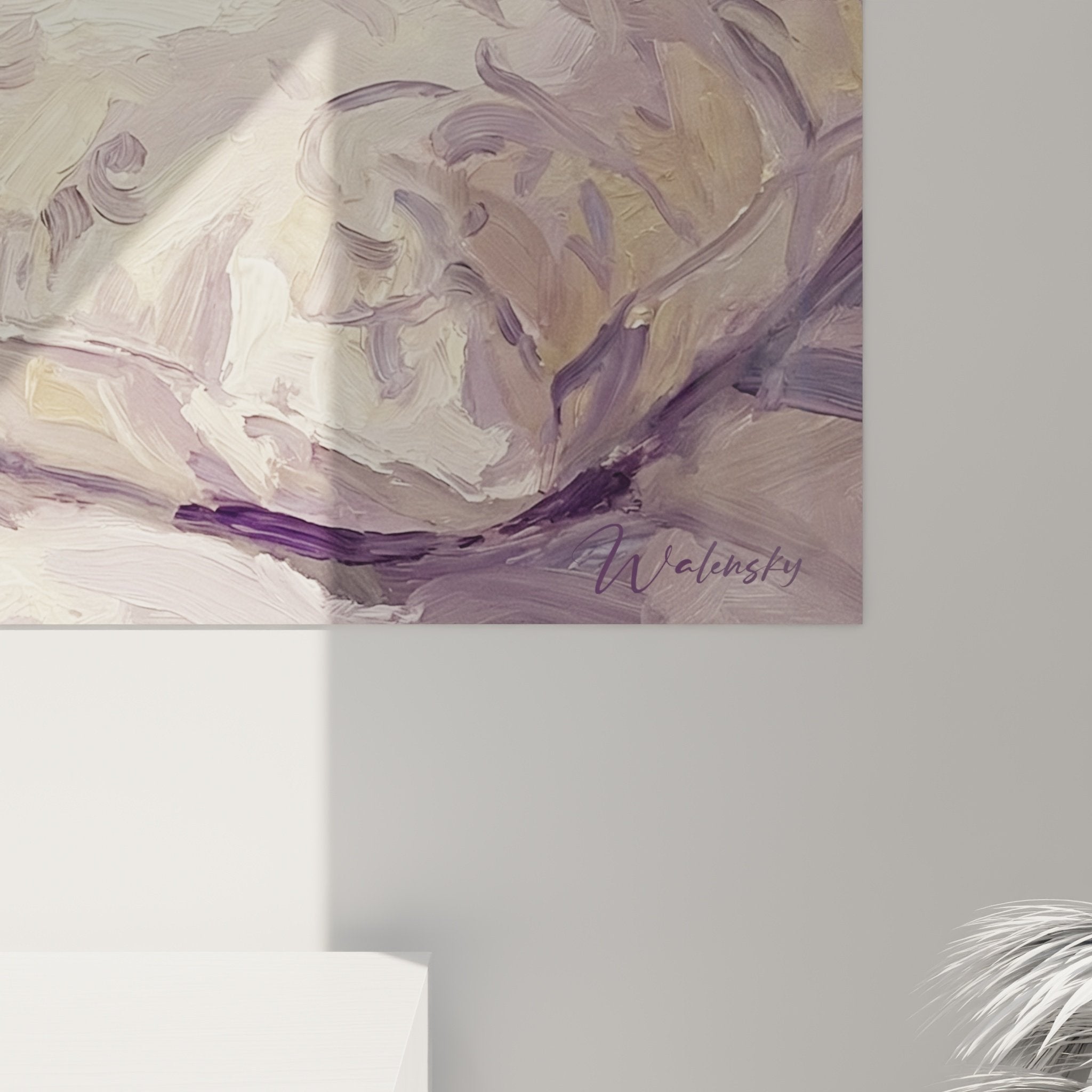 Vue ensemble tableau art animalier Shih Tzu repos paisible palette couleurs douces décoration intérieur