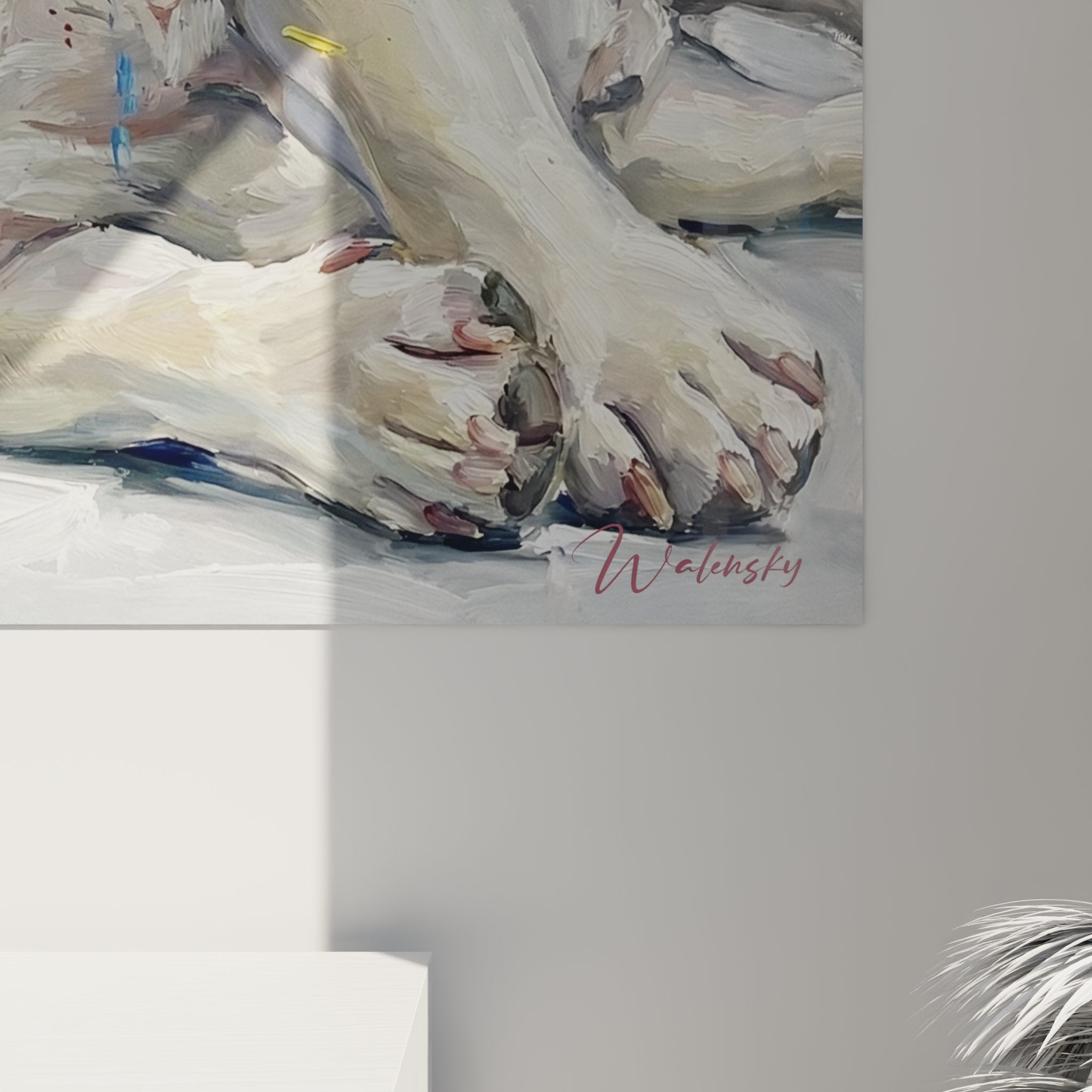 Vue ensemble tableau art canin bouledogue français expressif couleurs vives décoration intérieure