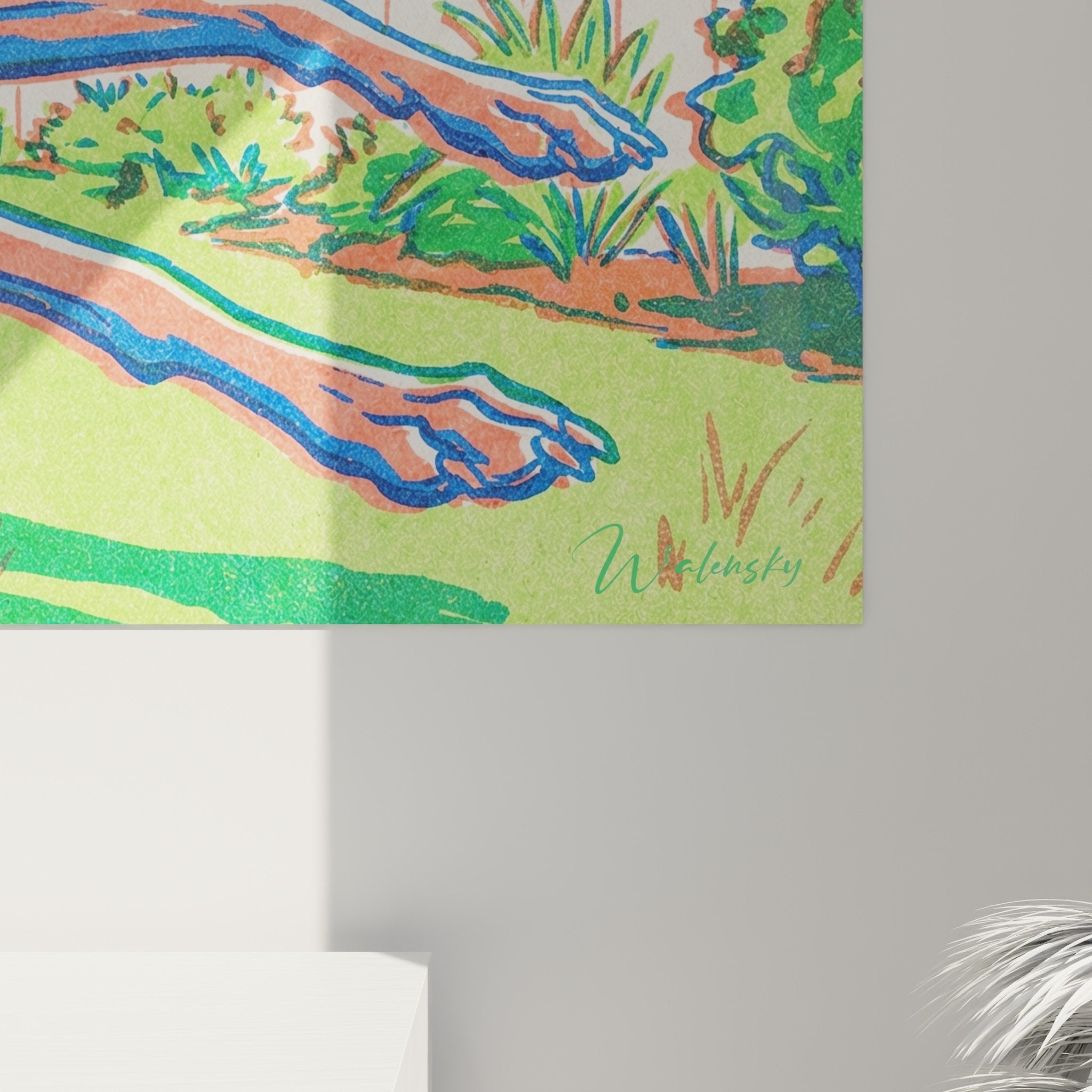 Gesamtansicht Windhund-Kunstgemälde in Farbe in zeitgenössischem Interieur moderne Wanddekoration